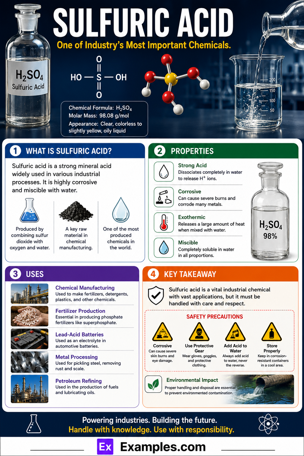 Sulfuric Acid (H₂SO₄) – Definition, Structure, Preparation, Uses, Benefits, Side Effects