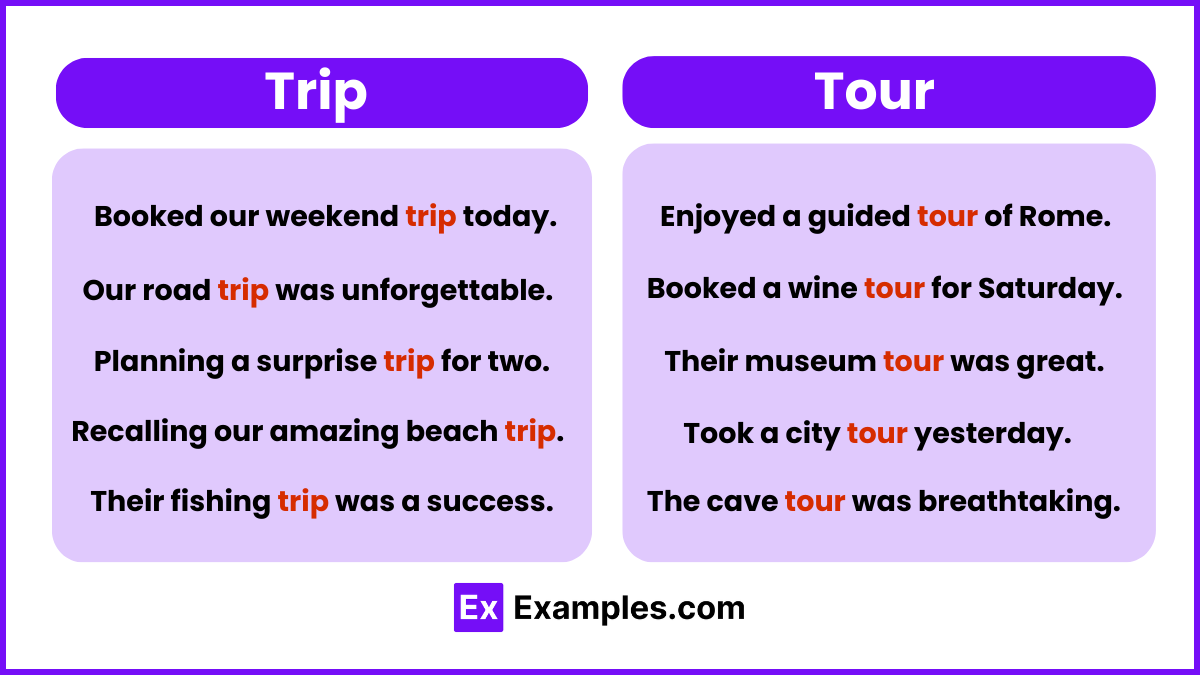 trip and tour examples
