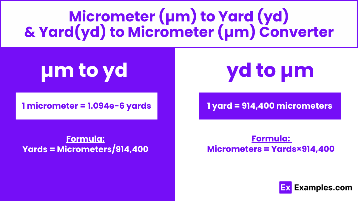 micrometers to yards