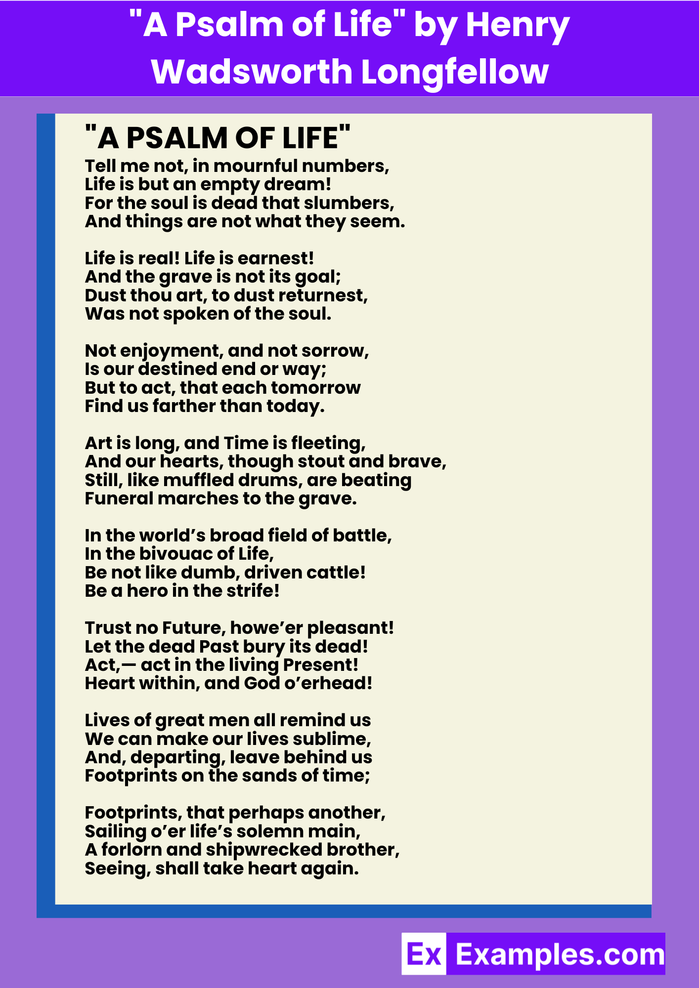 A Psalm of Life by Henry Wadsworth Longfellow