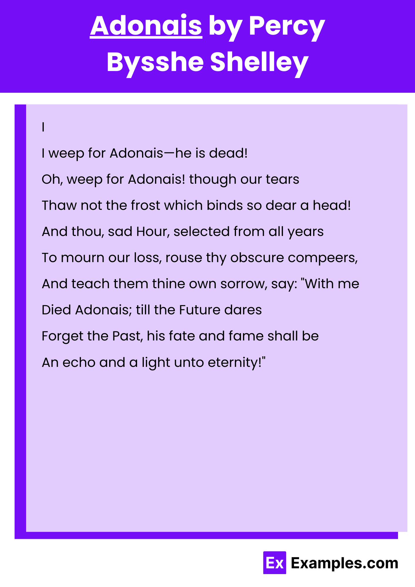 Adonais by Percy Bysshe Shelley