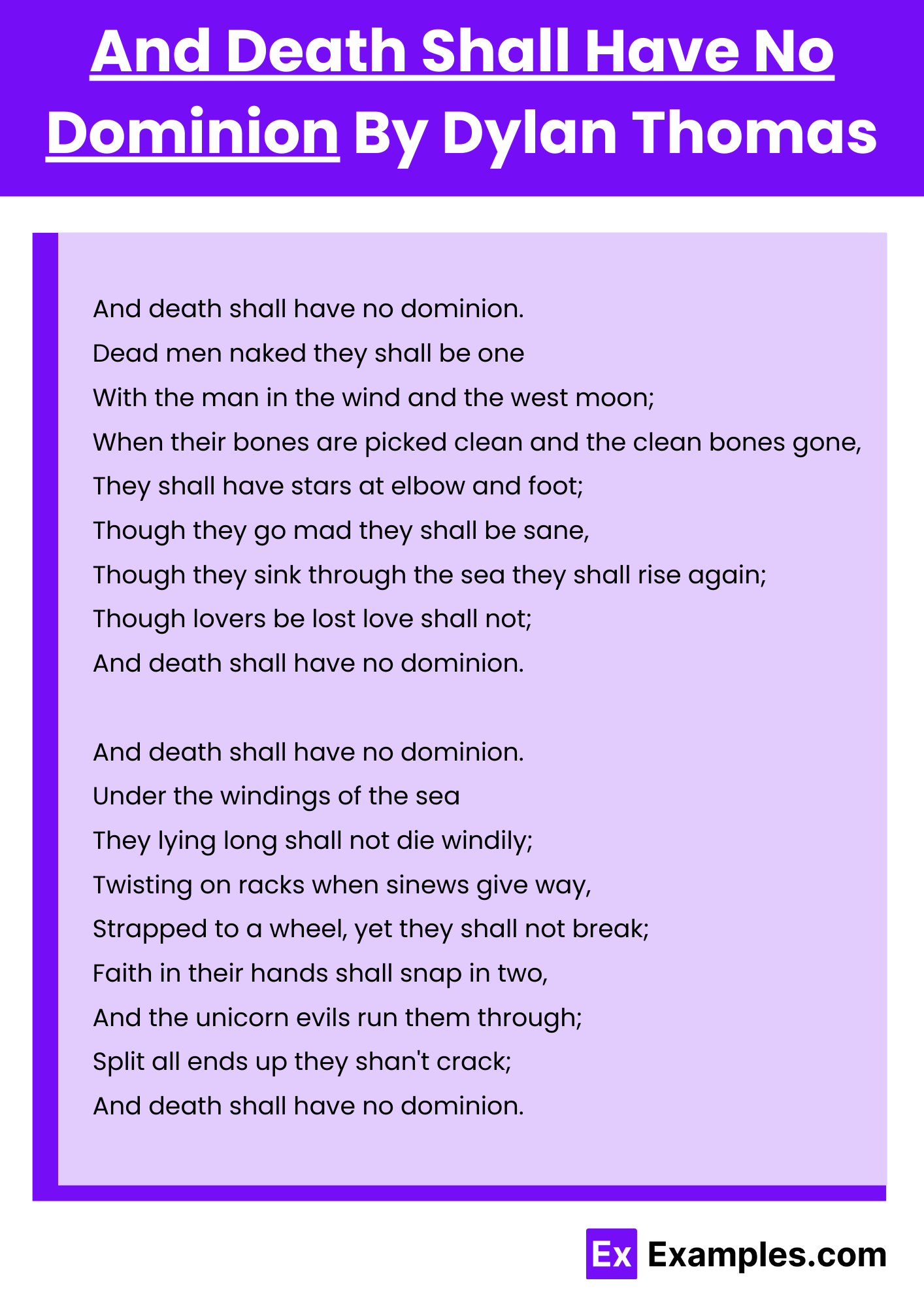 And Death Shall Have No Dominion By Dylan Thomas