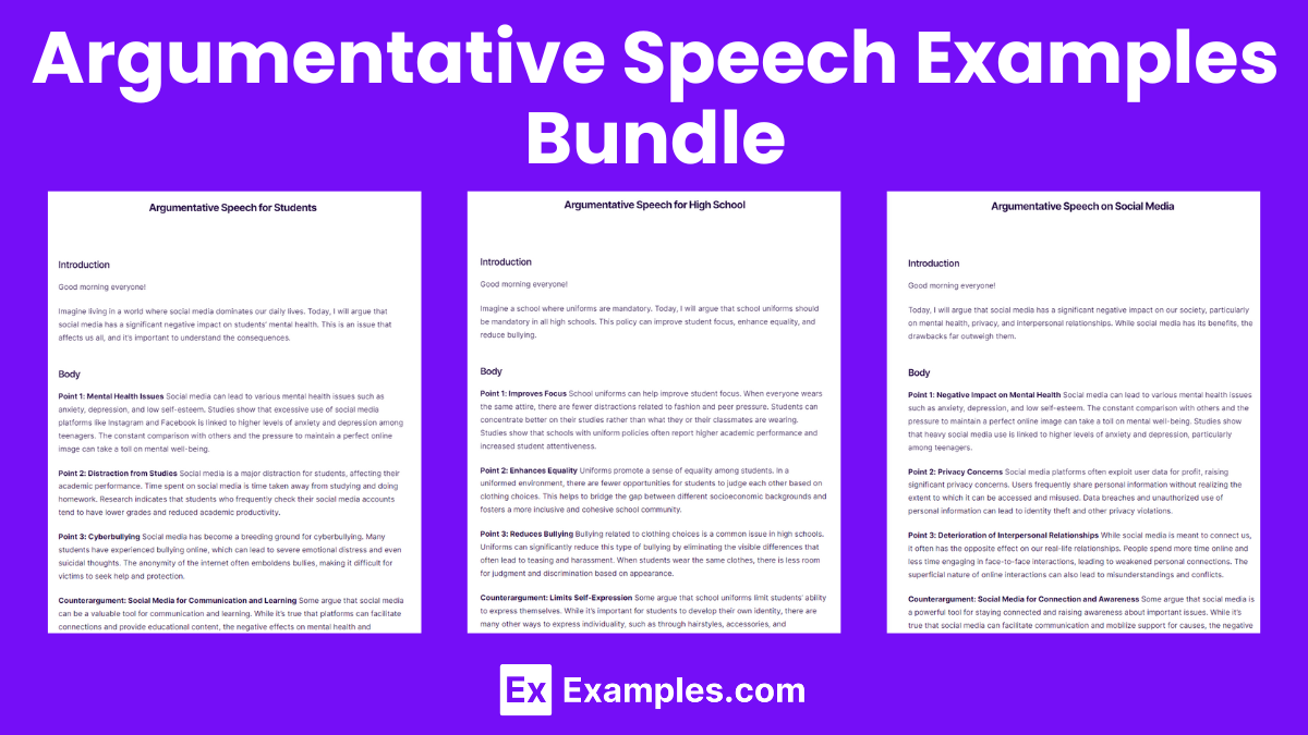 Argumentative Speech Examples Bundle