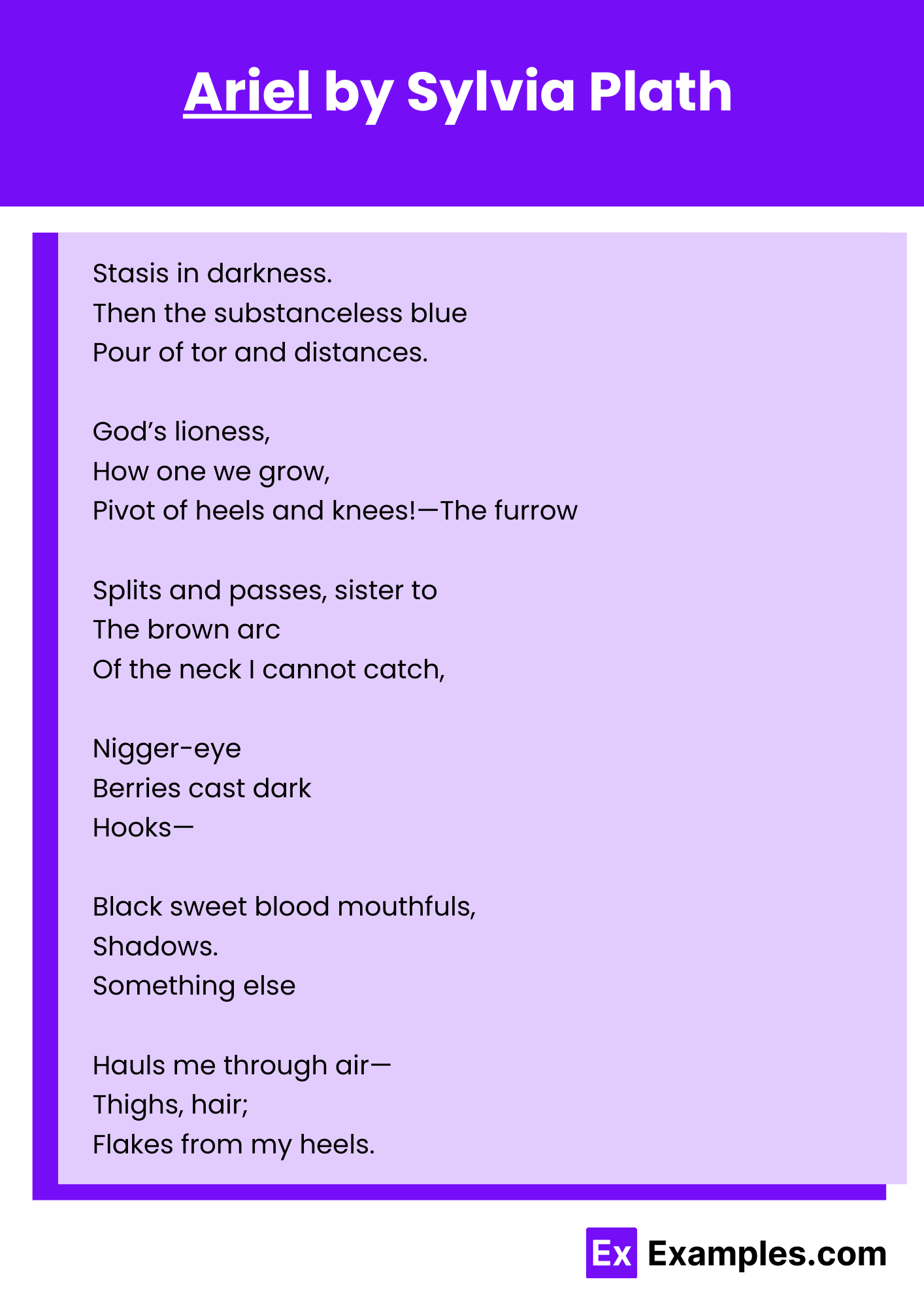 Ysis Of Ariel By Sylvia Plath Pdf Infoupdate