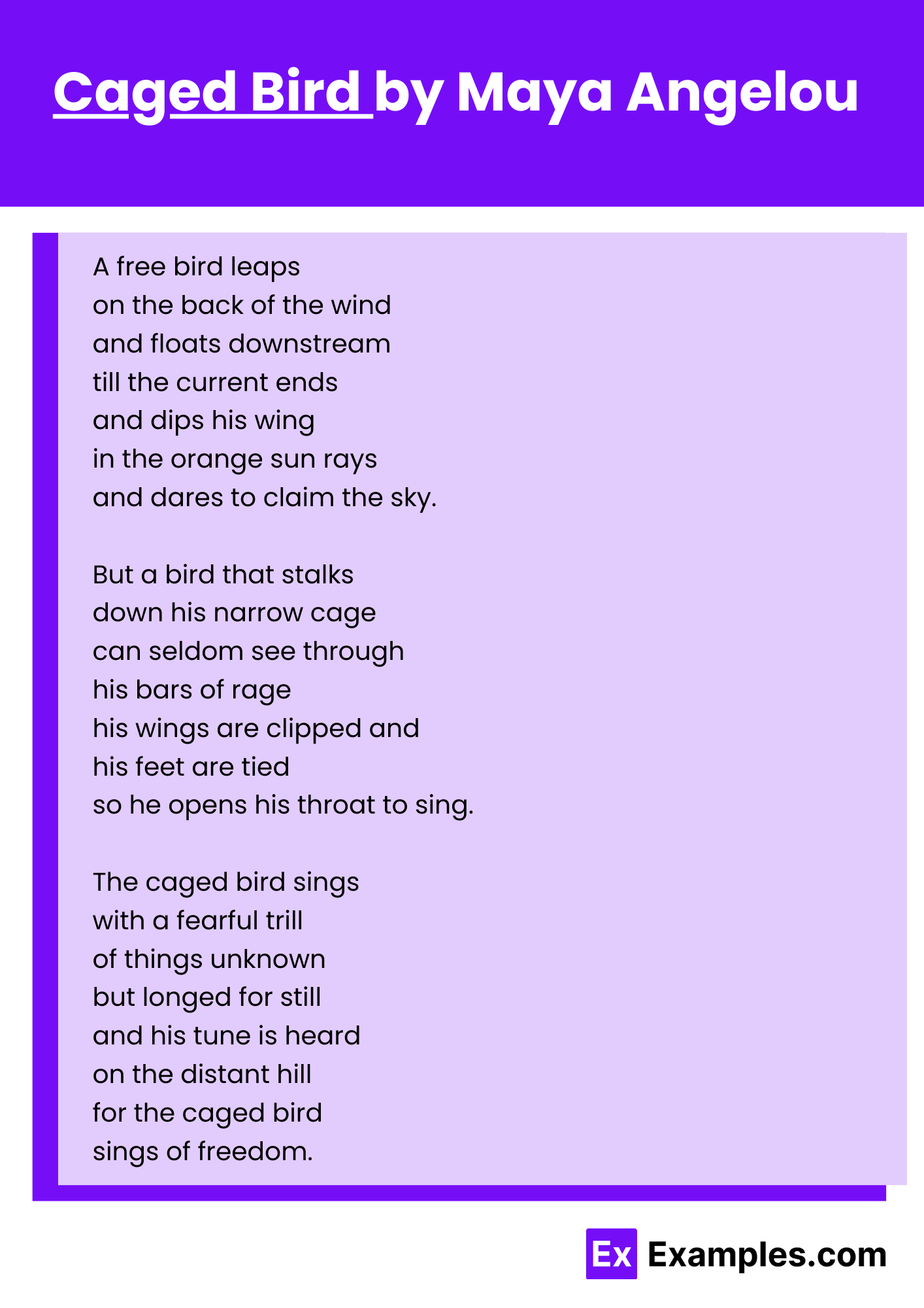 Caged Bird Poem By Maya Angelou To Download Caged Bird Poem By Maya Angelou To Download