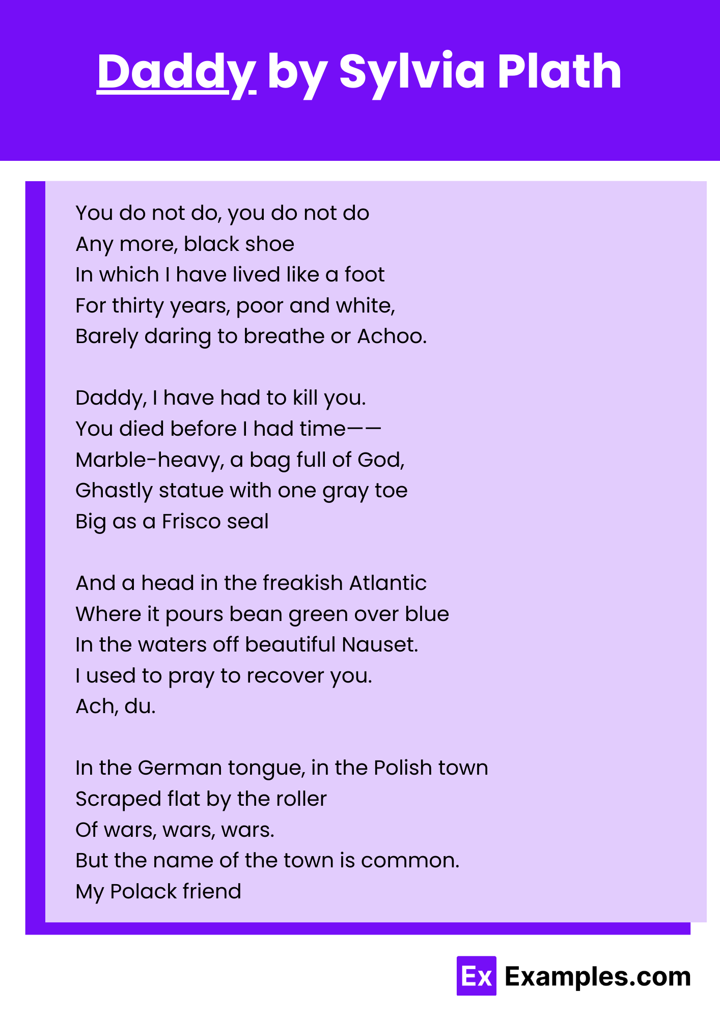Daddy Poem By Sylvia Plath To Download