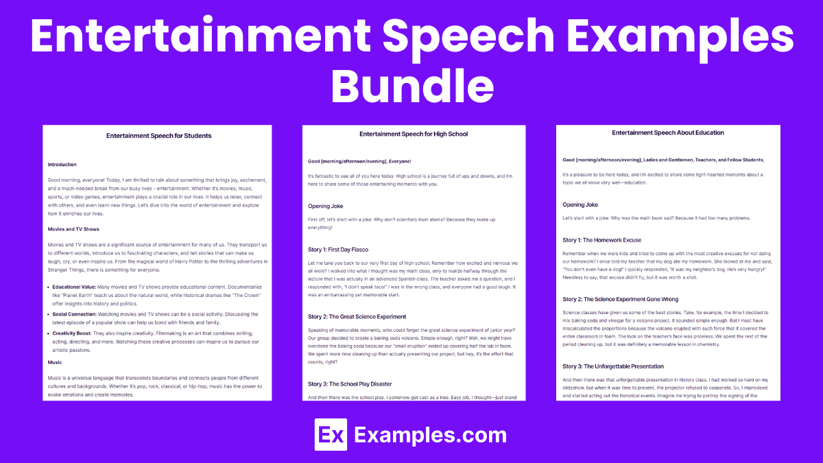 Entertainment Speech Examples Bundle