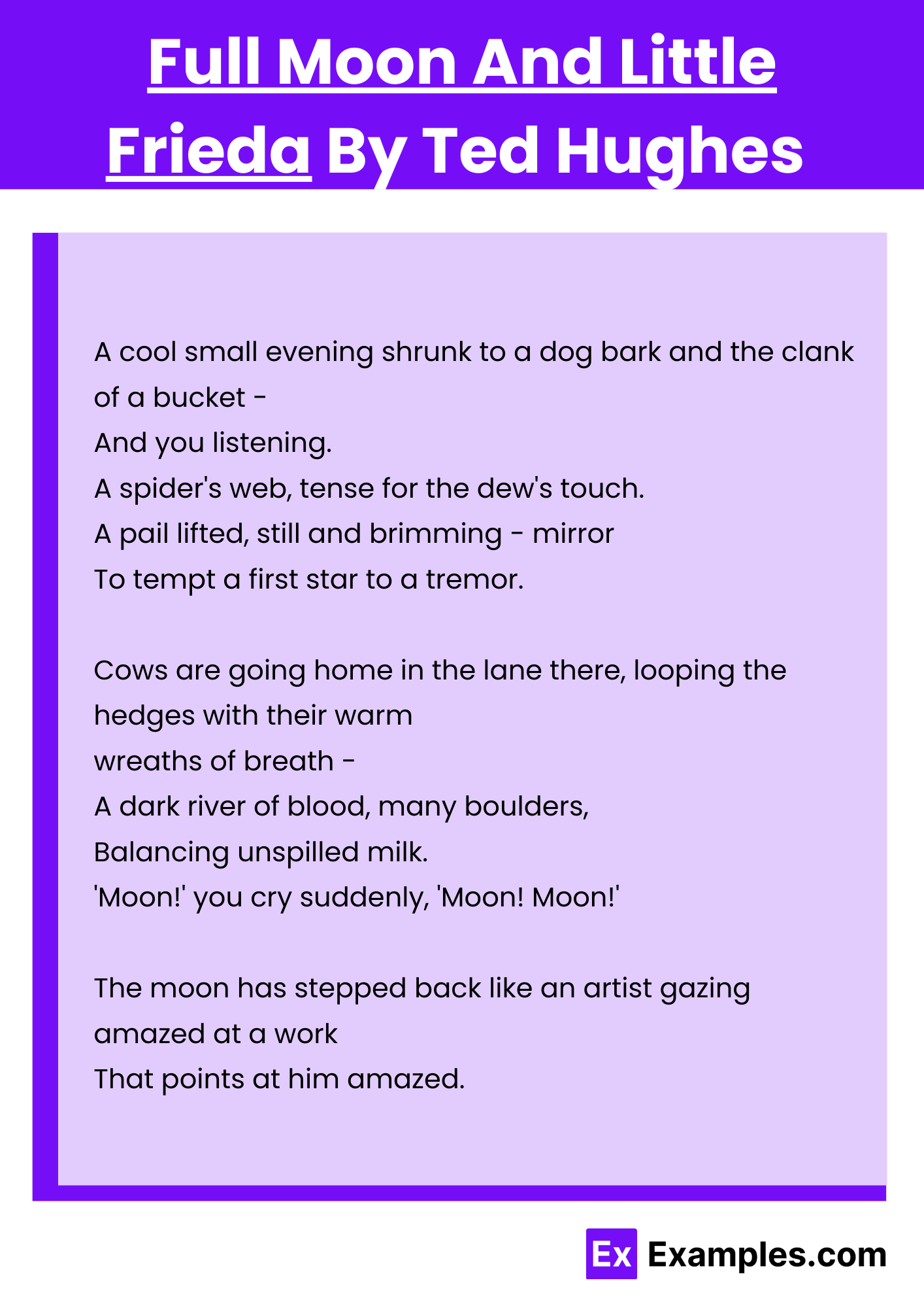 Full Moon And Little Frieda By Ted Hughes