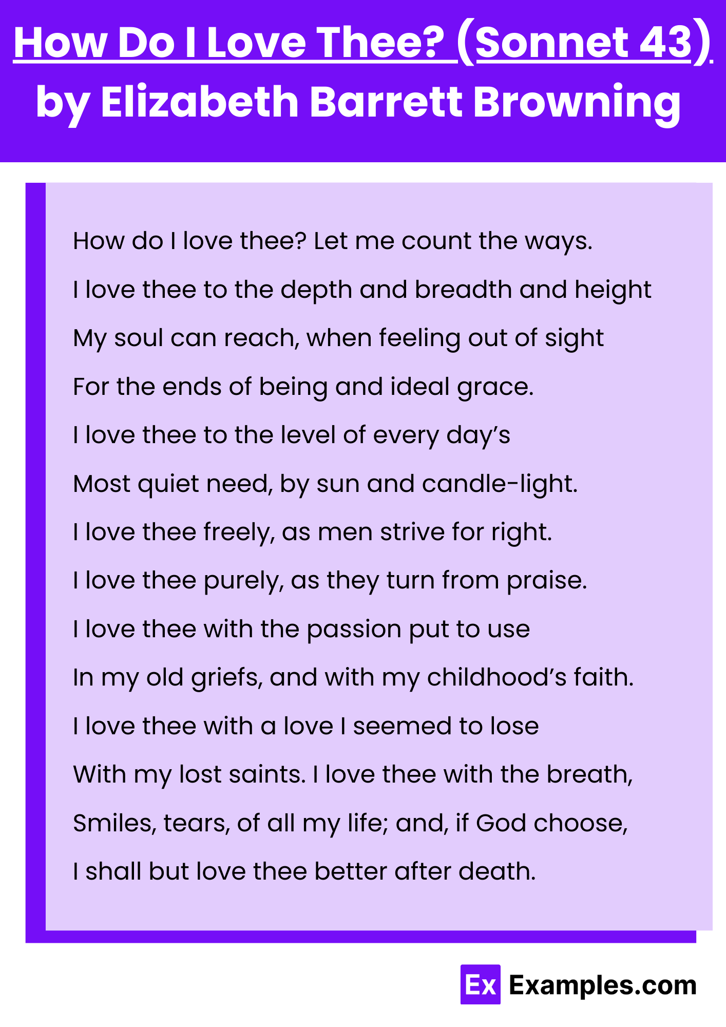 How Do I Love Thee (Sonnet 43) by Elizabeth Barrett Browning