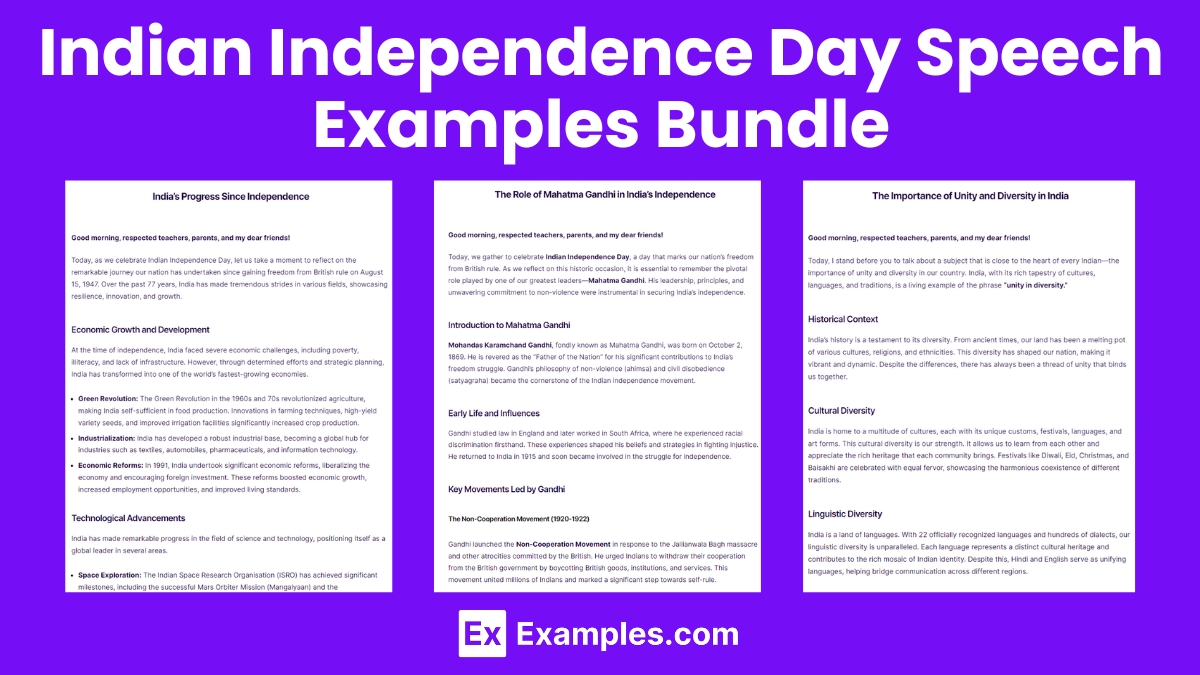 Indian Independence Day Speech Examples Bundle