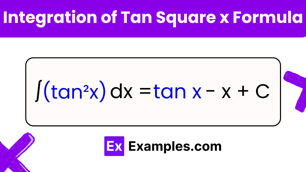 Integration Of Tan Square X Examples Formula Proof Integration Of 