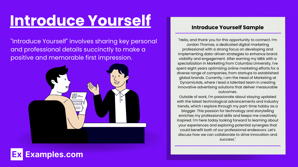 a presentation about yourself examples