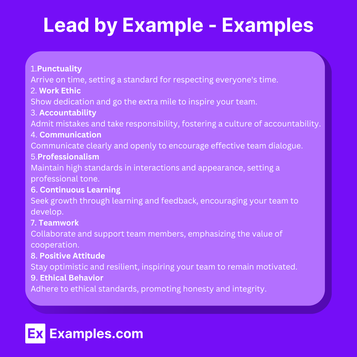 Lead by Example - Examples