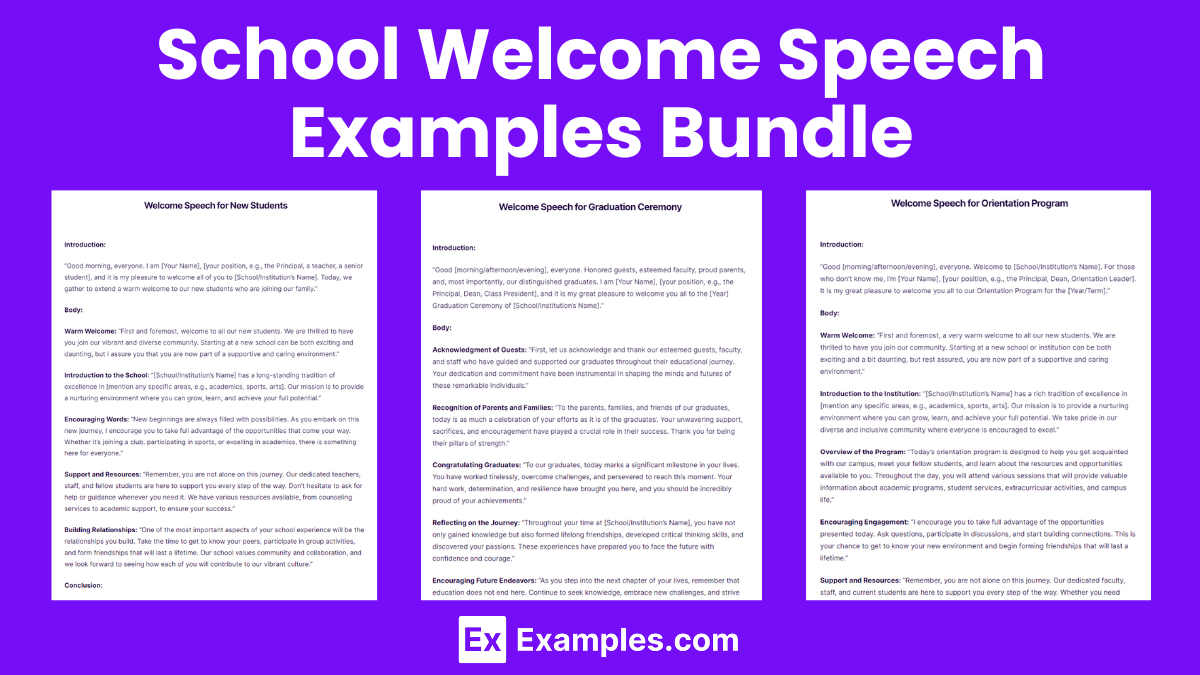 School Welcome Speech Examples  Bundle