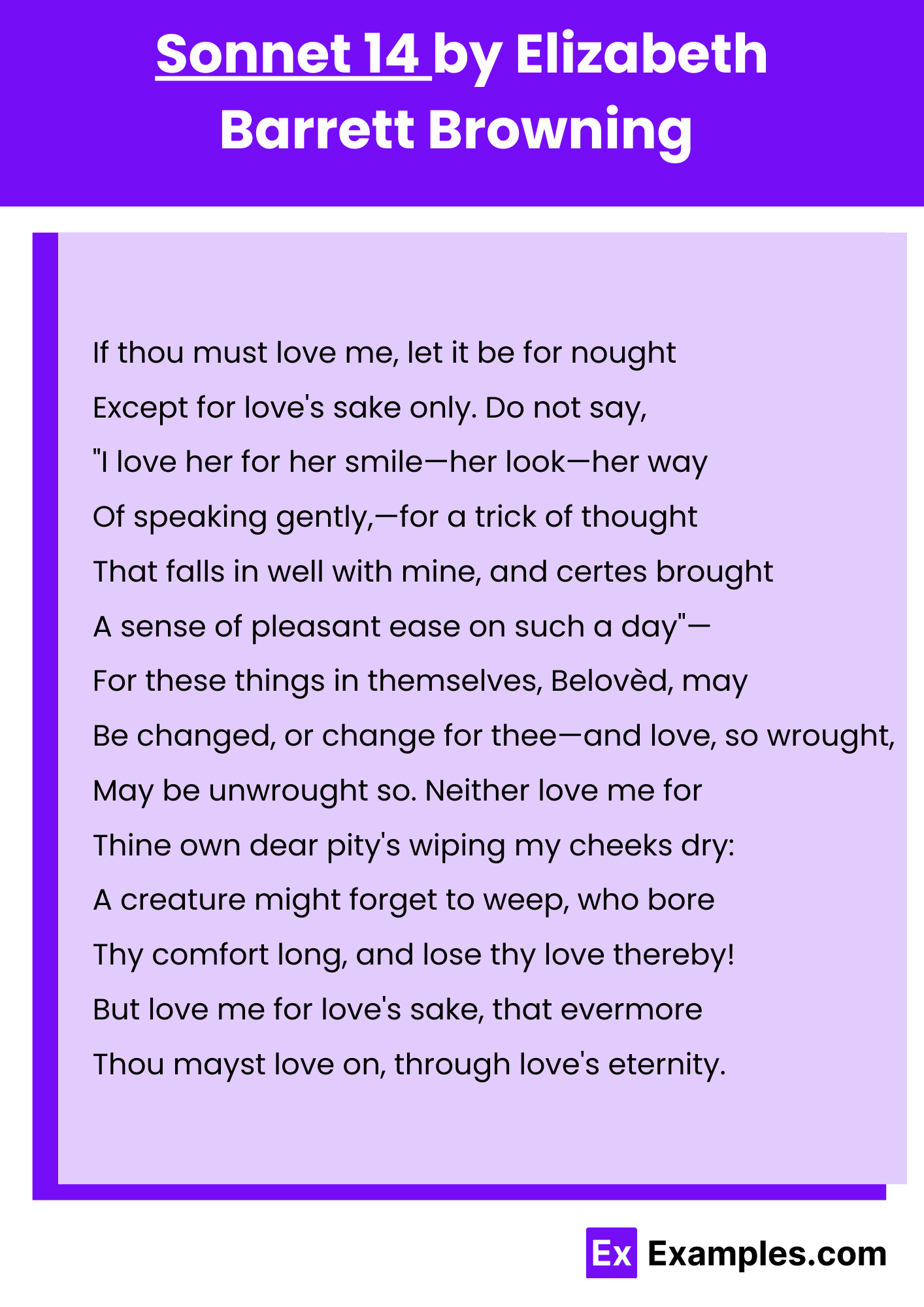 Sonnet 14 by Elizabeth Barrett Browning