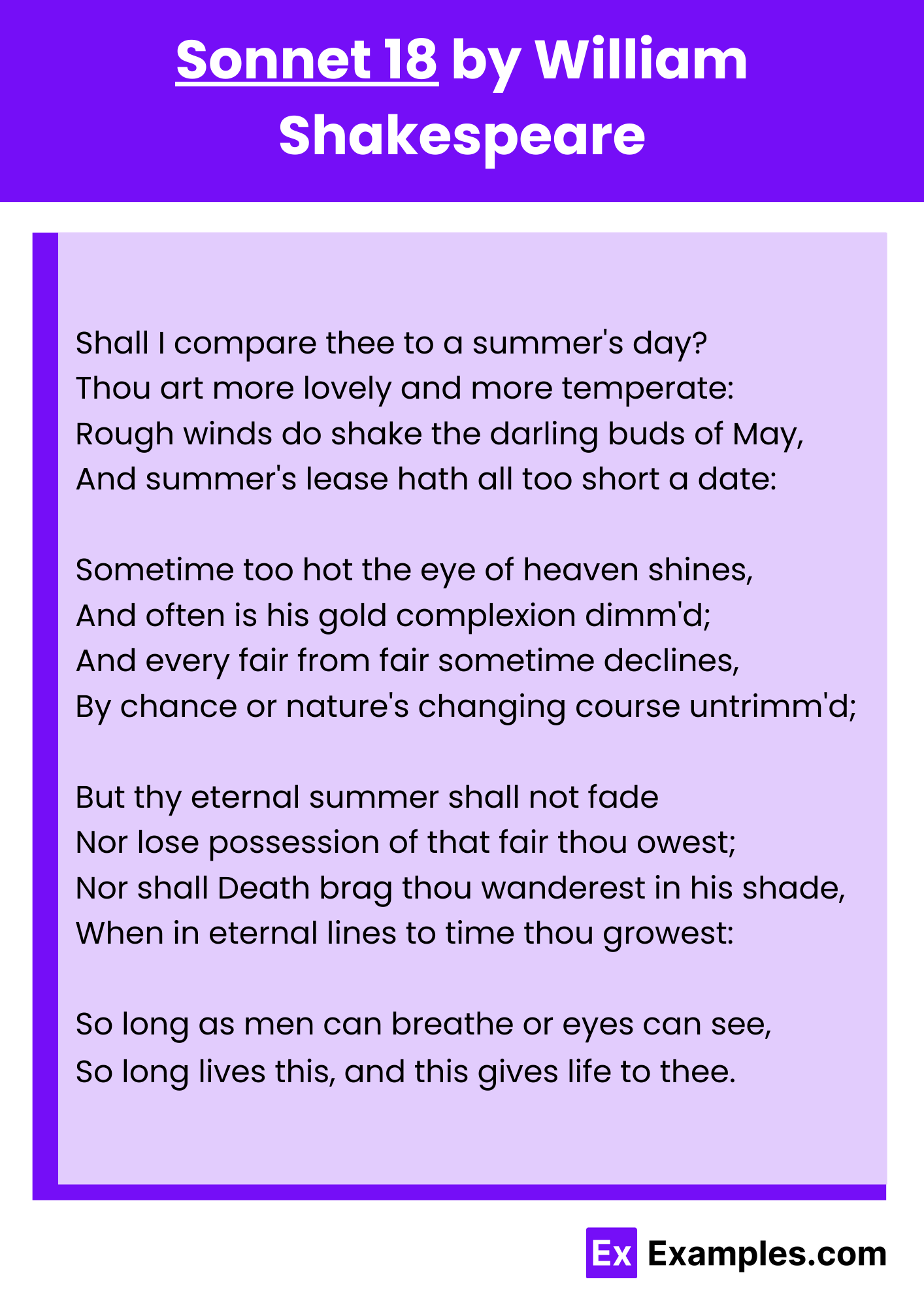 Shakespeare Sonnet 18 Shakespeare Sonnet 18