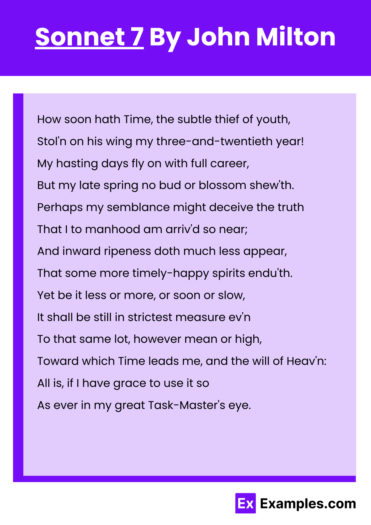 Sonnet 7 By John Milton