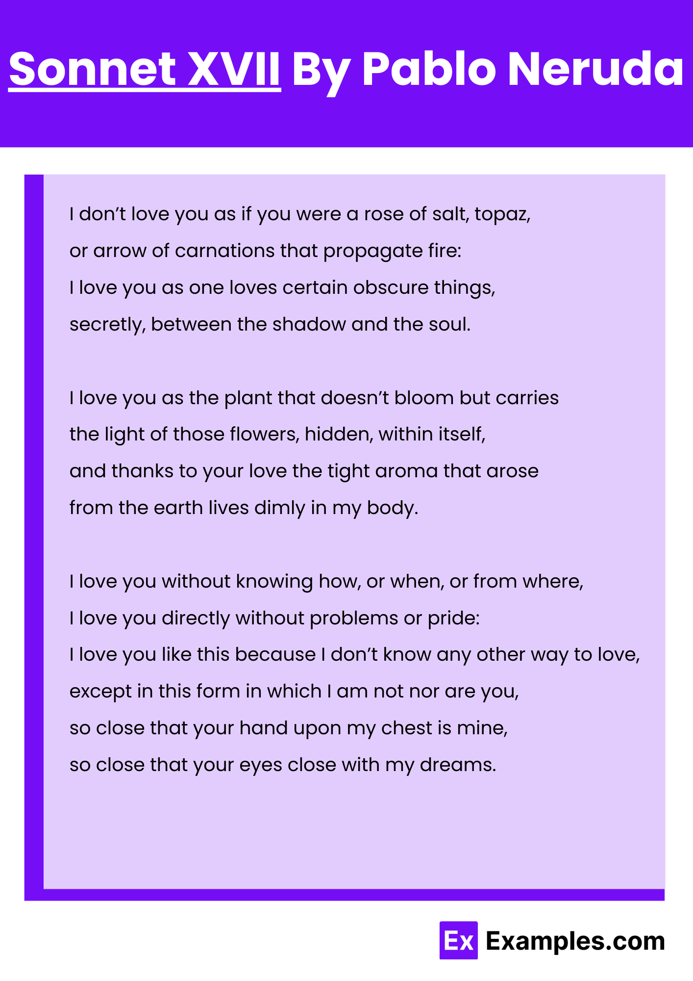 Sonnet XVII By Pablo Neruda