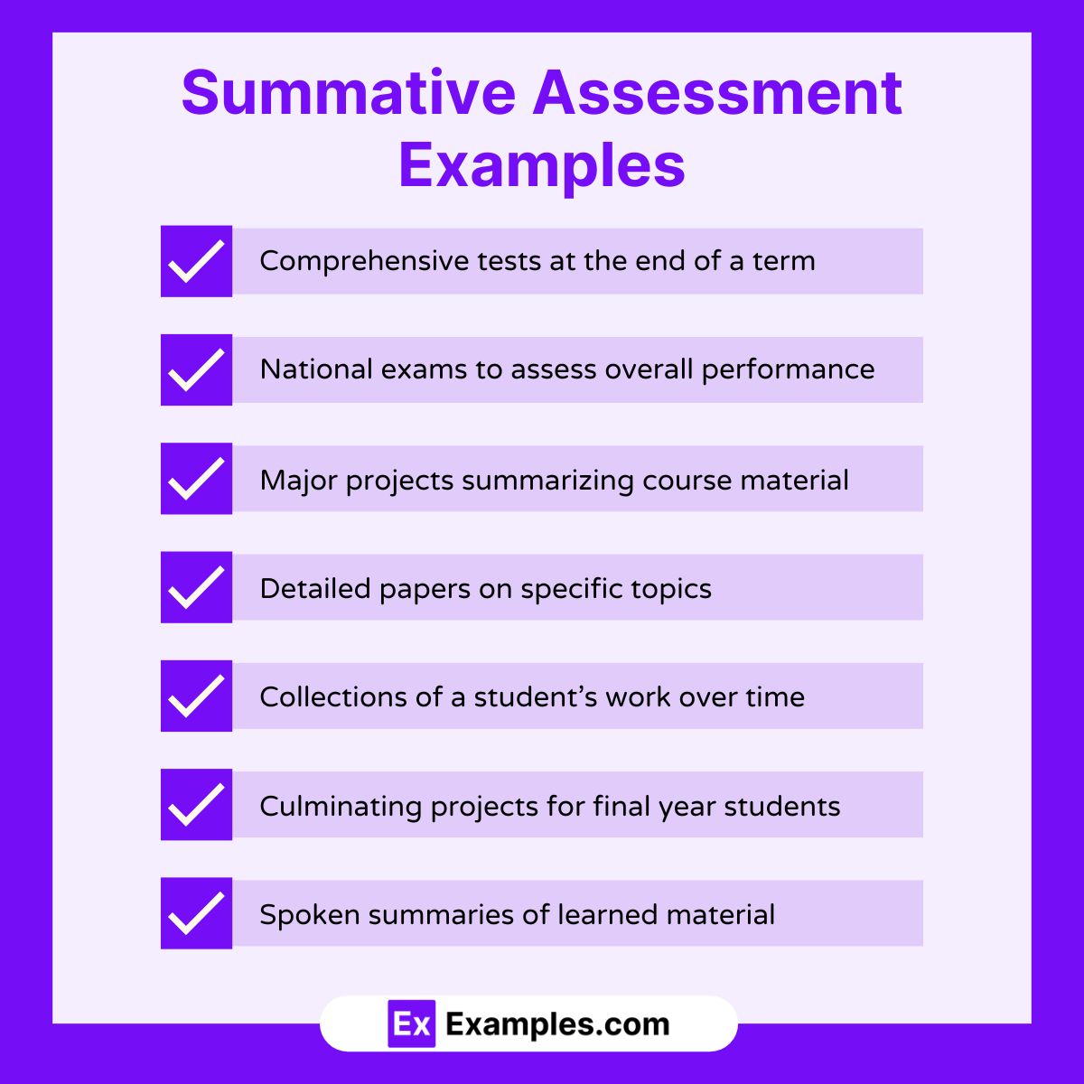 Summative Assessment Examples