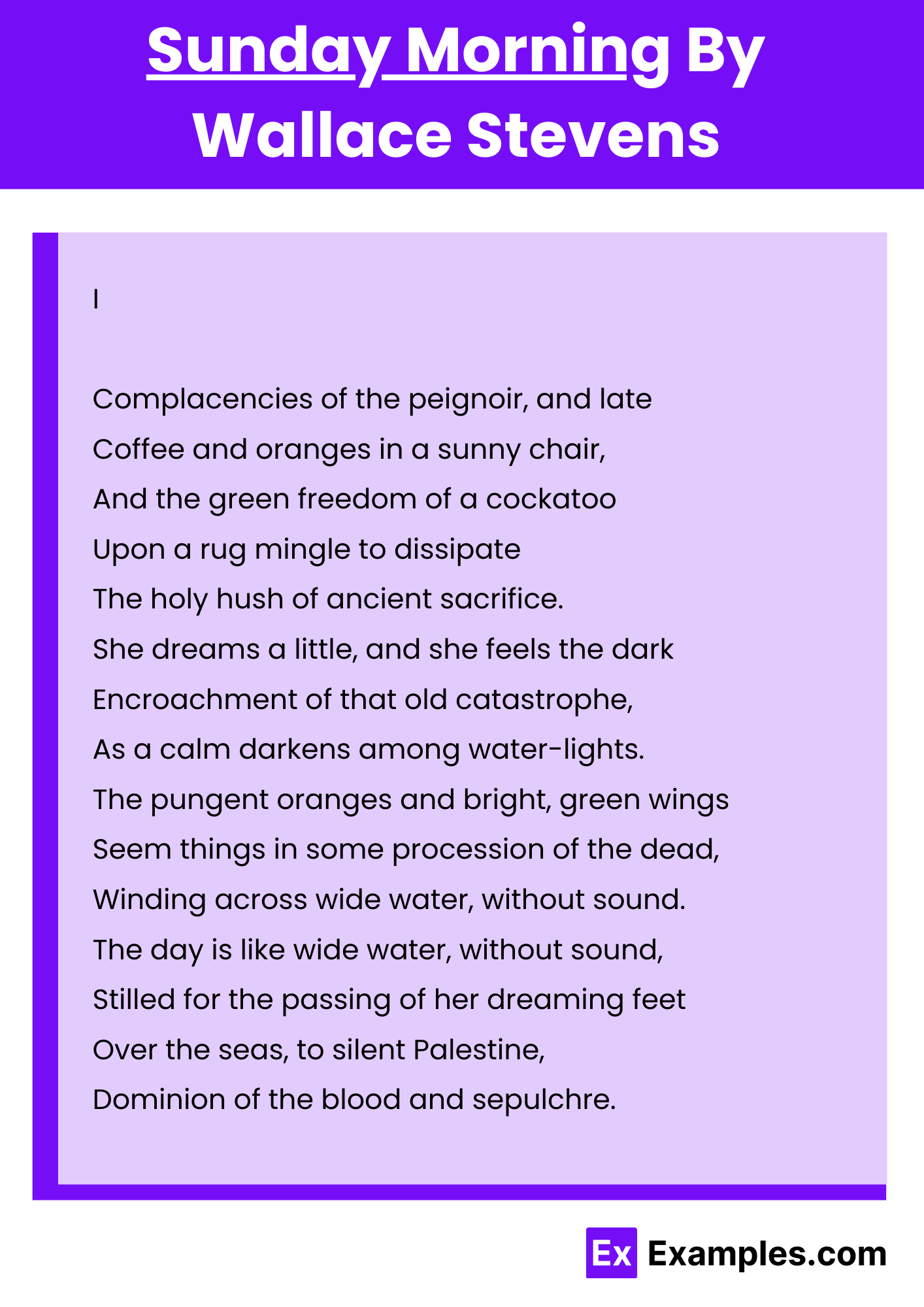 Sunday Morning By Wallace Stevens