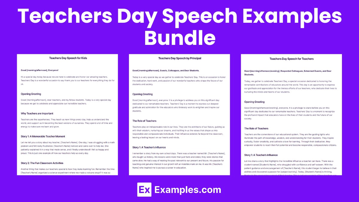 Teachers Day Speech Examples Bundle
