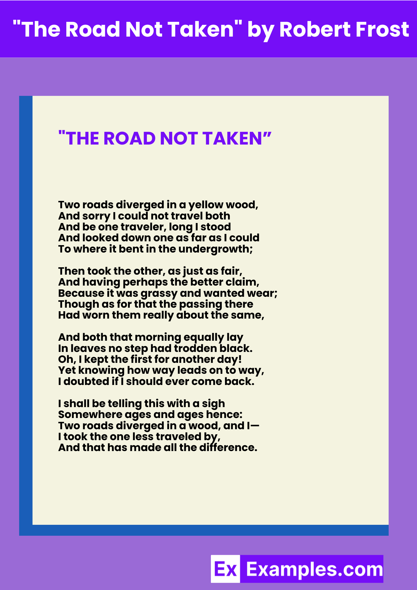 The Road Not Taken by Robert Frost