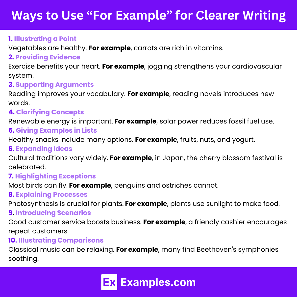 Ways to Use “For Example” for Clearer Writing