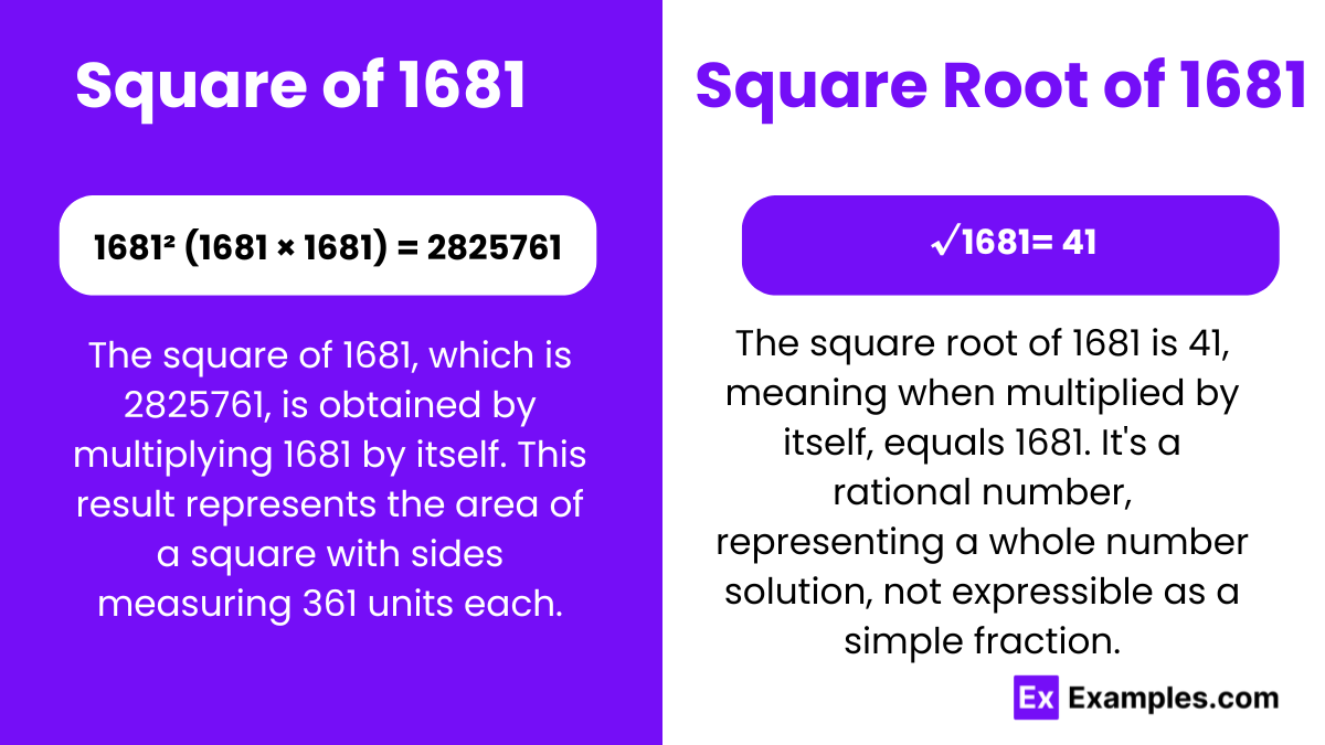 square & square root of 1681