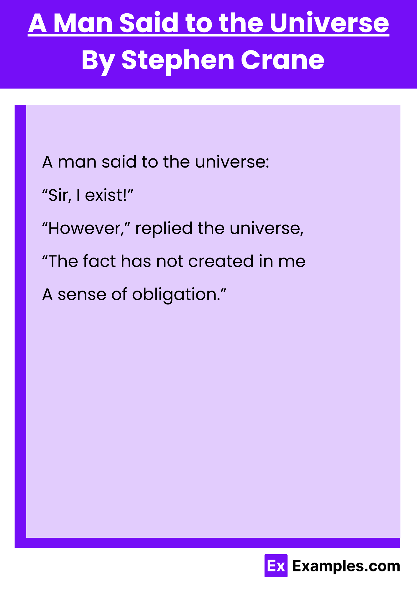 A Man Said to the Universe By Stephen Crane