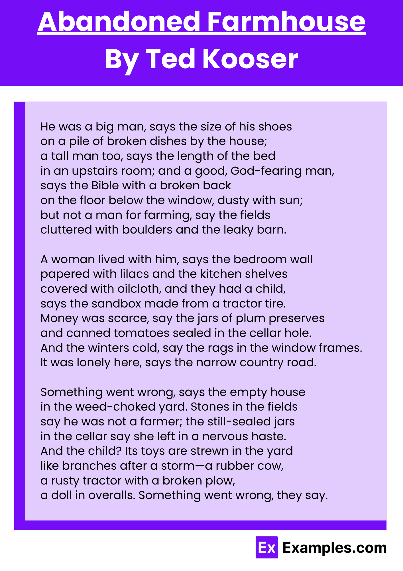 Abandoned Farmhouse By Ted Kooser