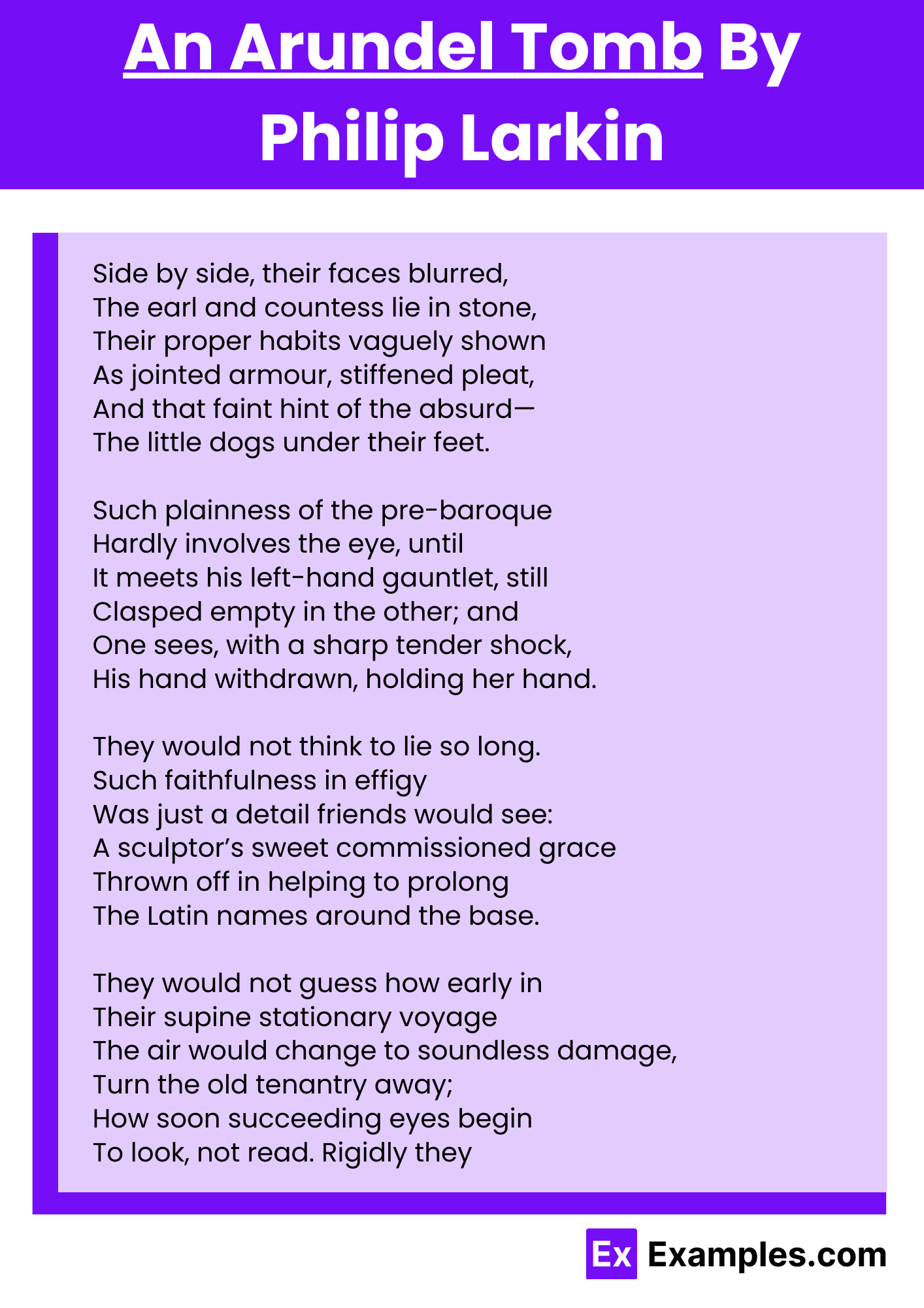 An Arundel Tomb Poem by Philip Larkin, Download Pdf