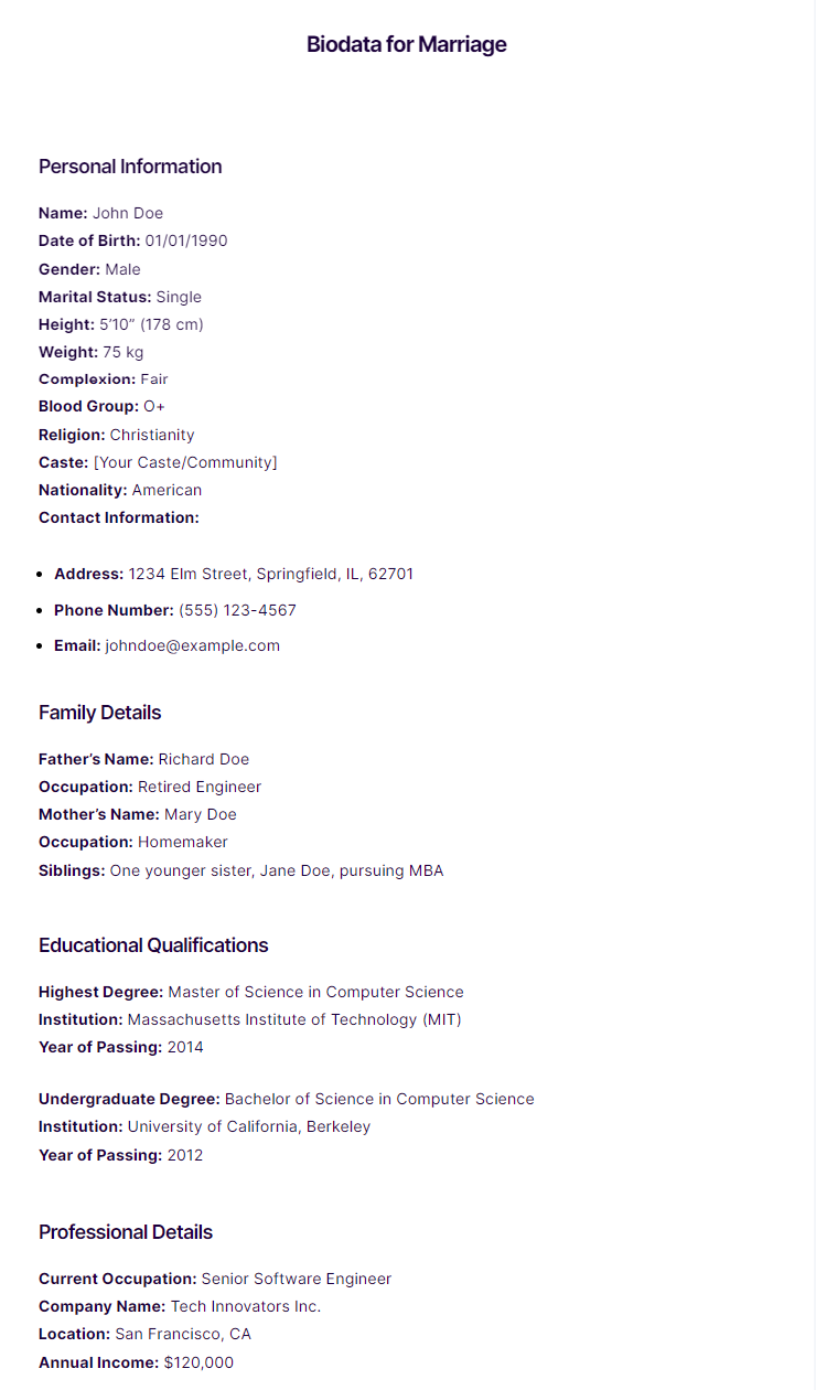 application for a job with a biodata or resume