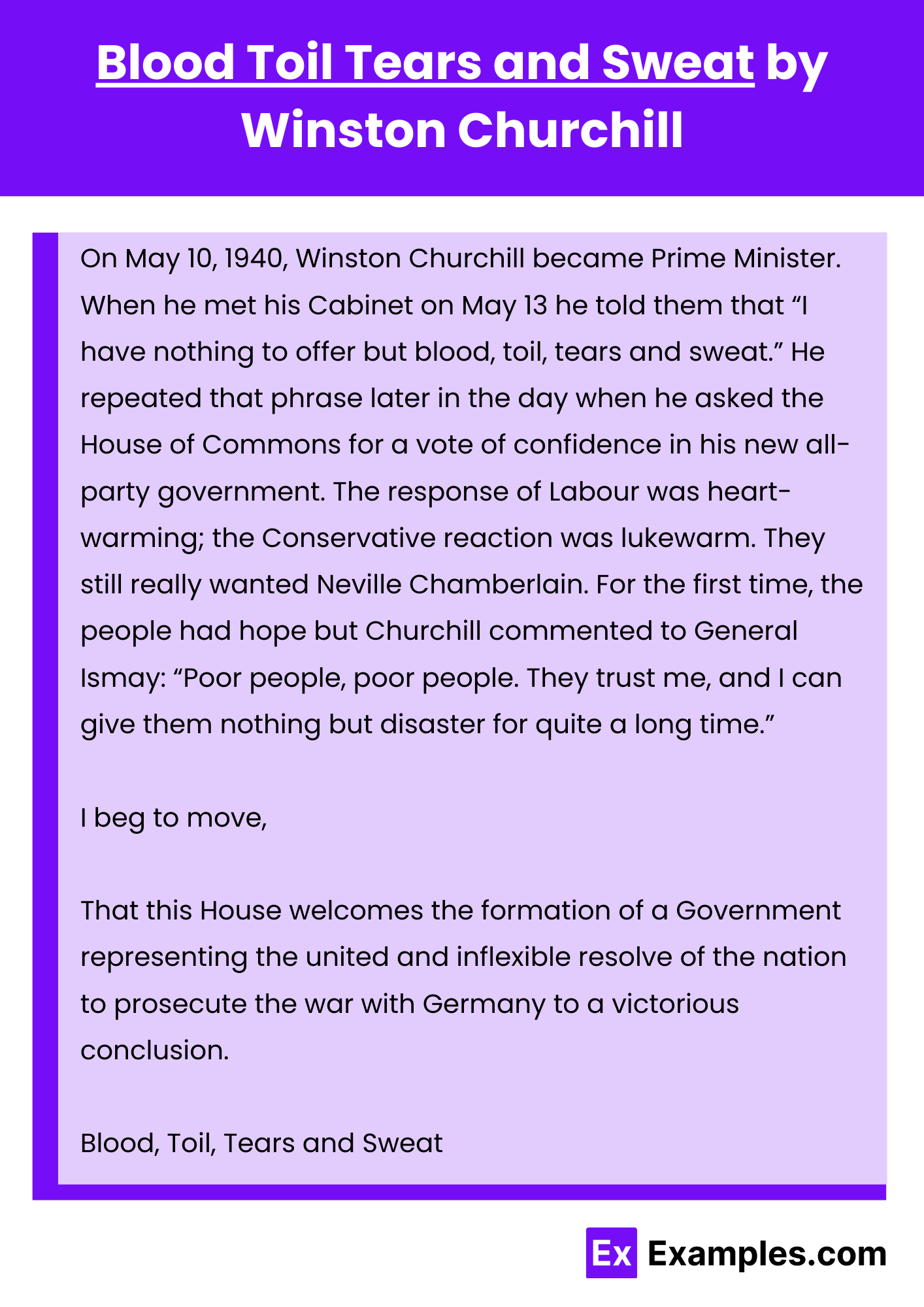 Blood Toil Tears and Sweat by Winston Churchill