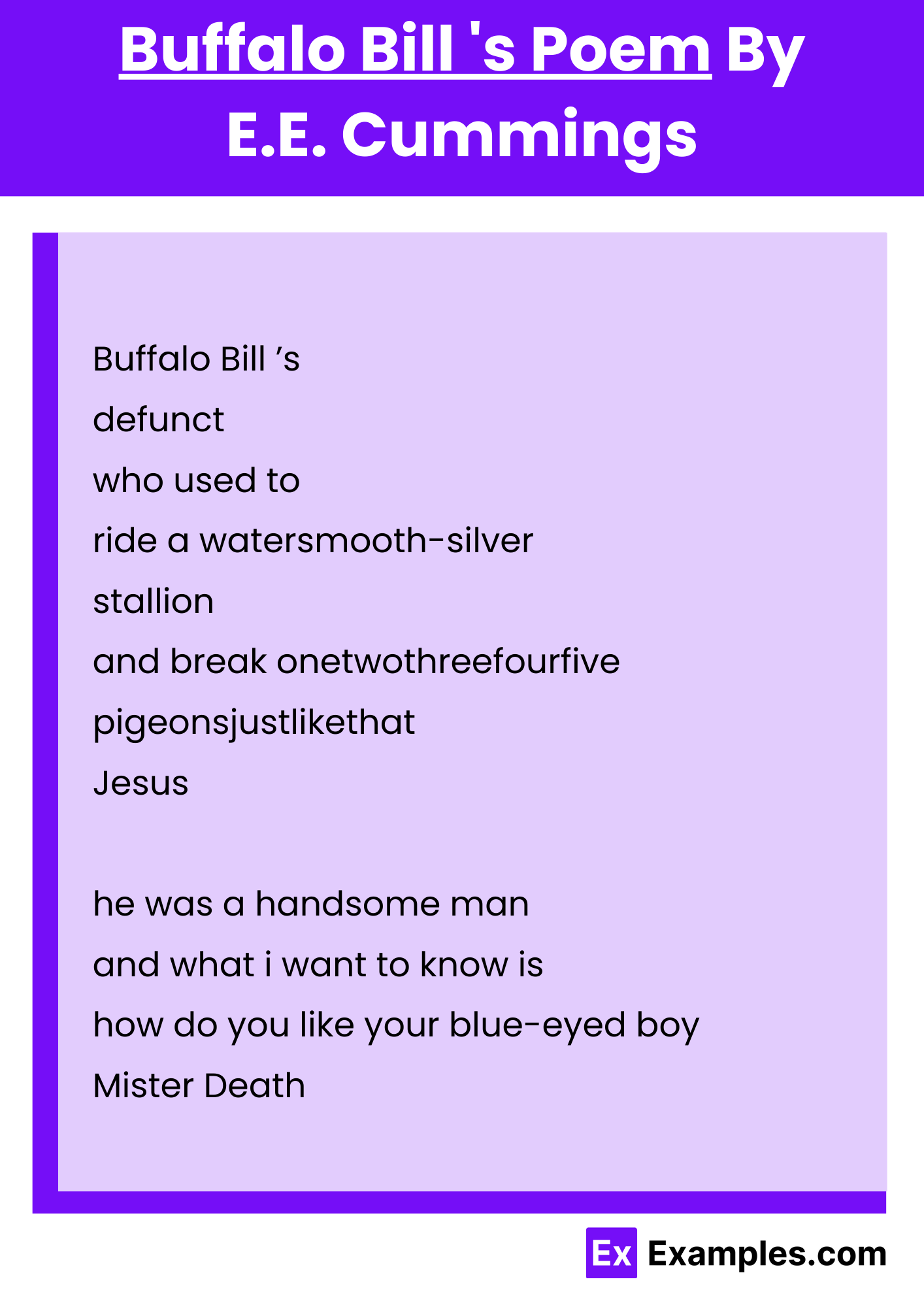 Buffalo Bill 's Poem By E.E. Cummings