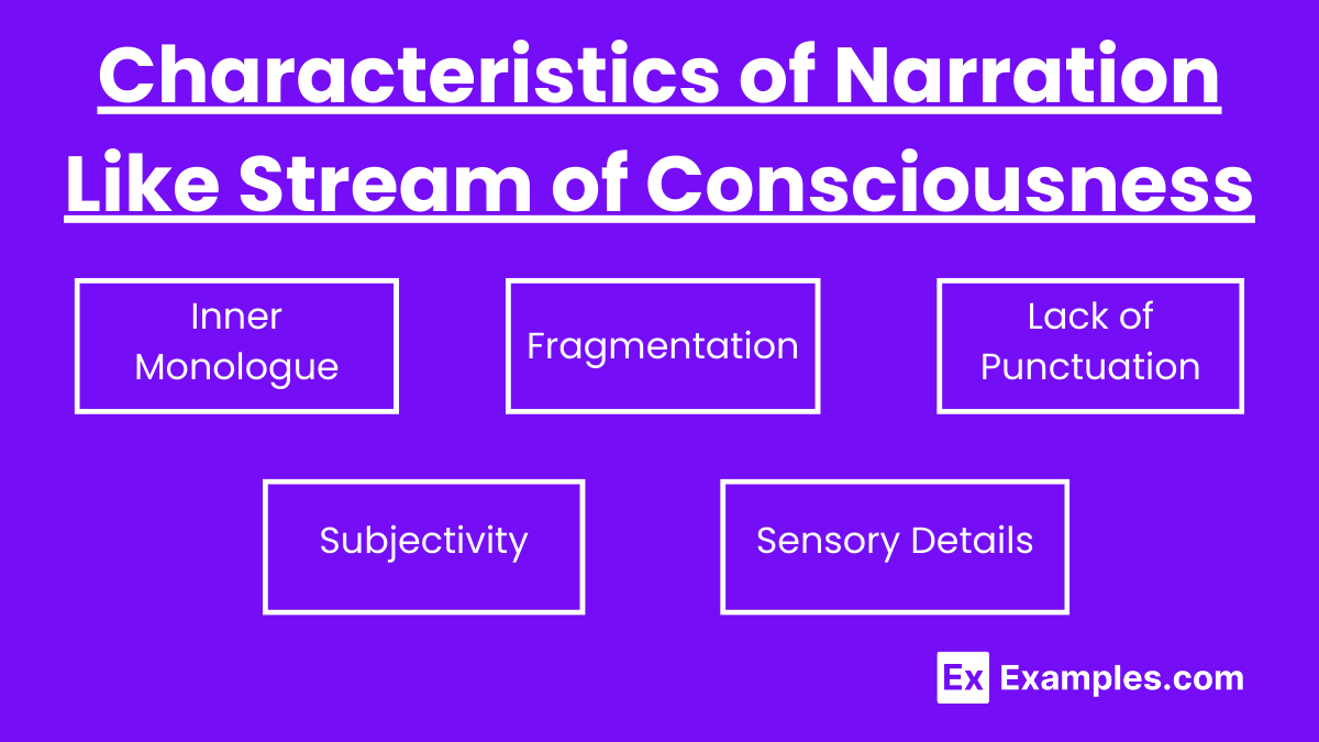 Characteristics of narration like stream of consciousness