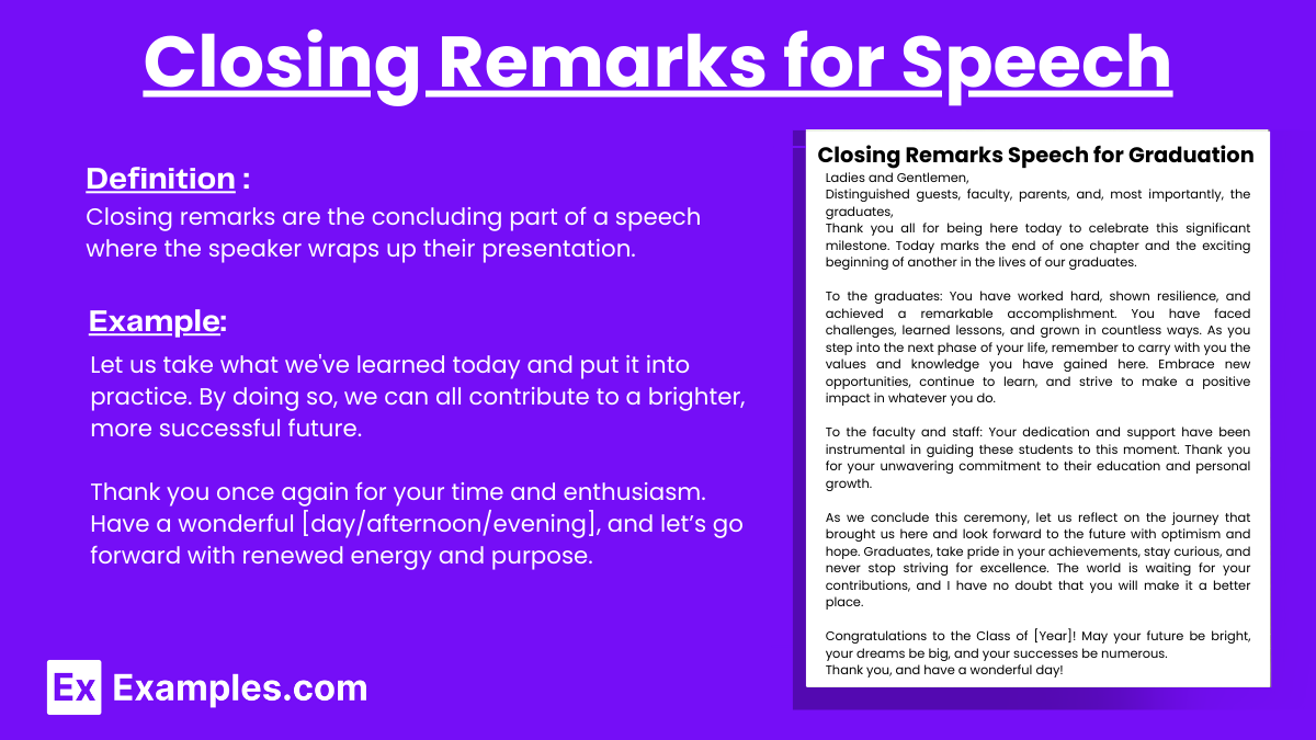 sample closing remarks speech