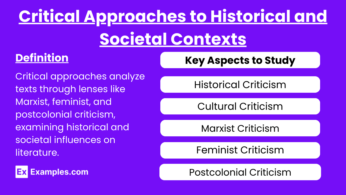 Critical Approaches to Historical and Societal Contexts