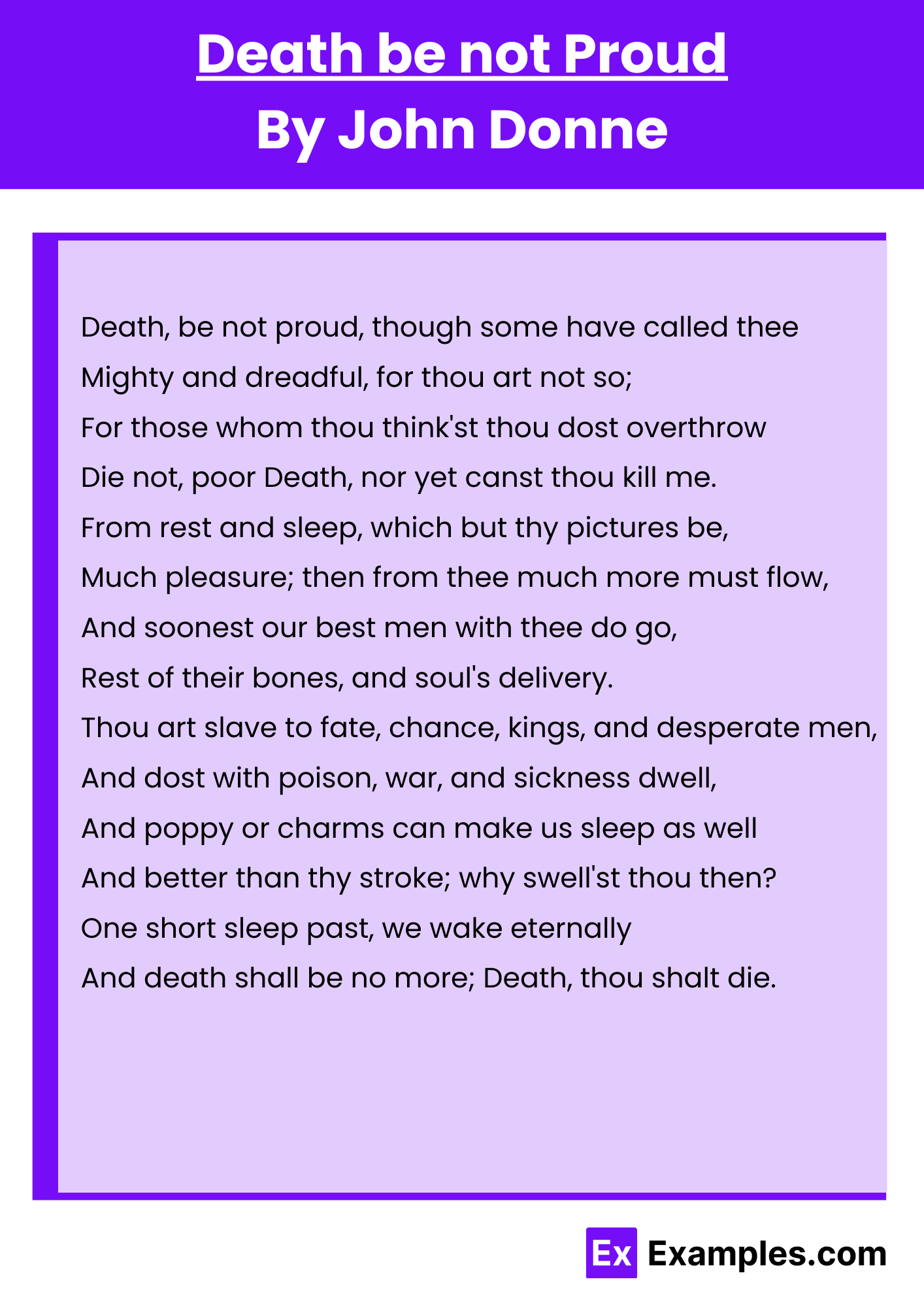 Death be not Proud By John Donne