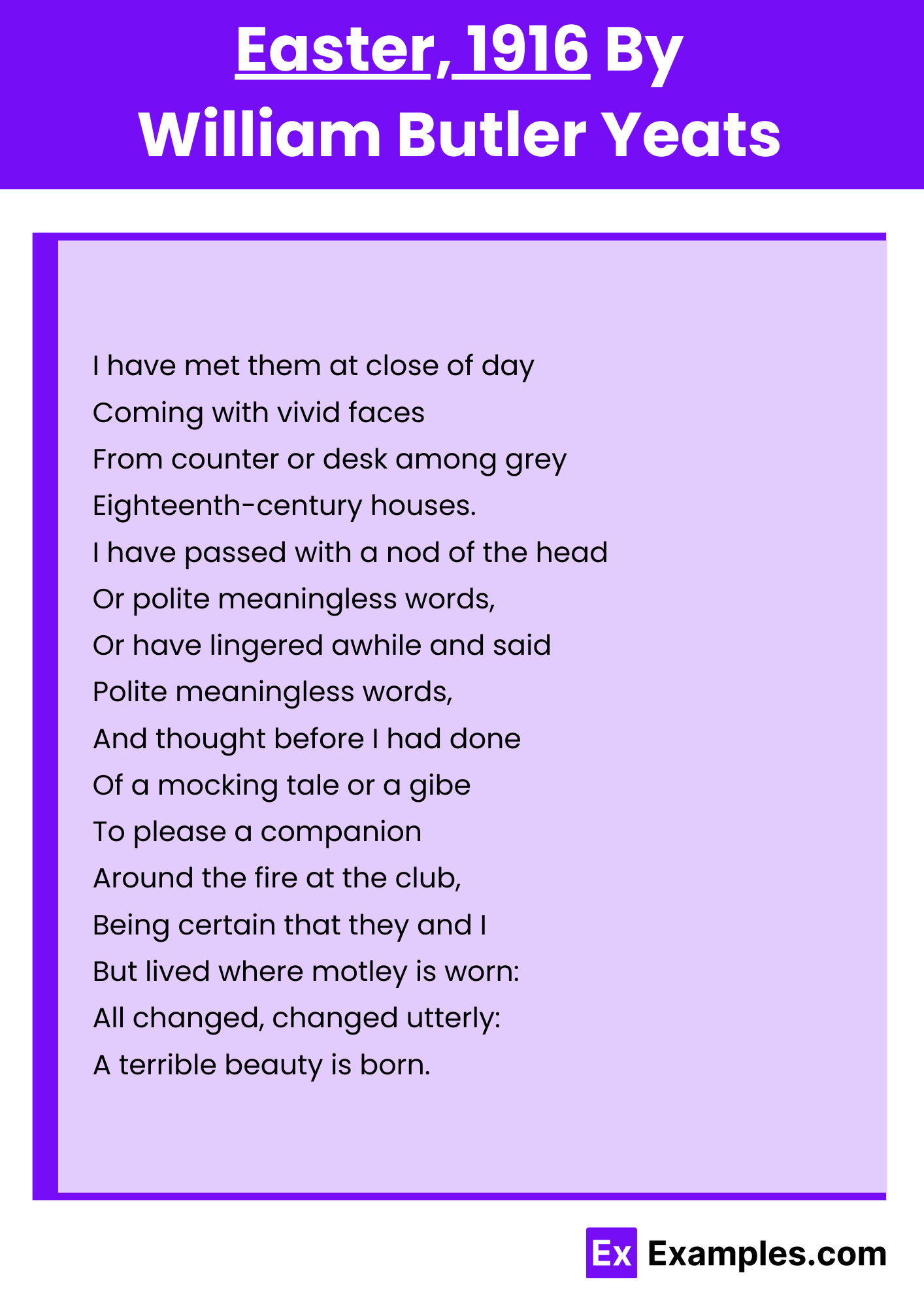 Easter, 1916 By William Butler Yeats