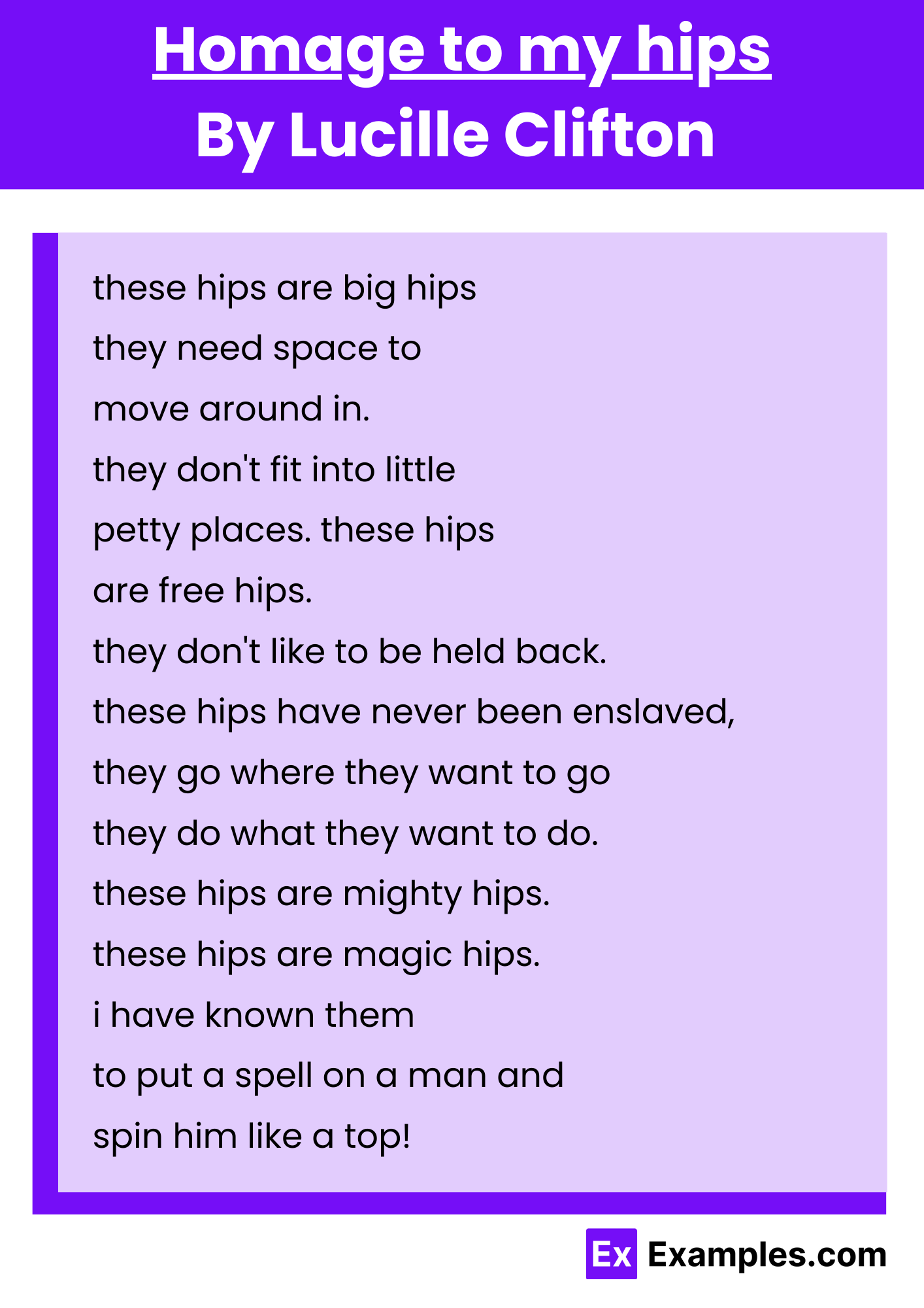 Homage to my hips By Lucille Clifton