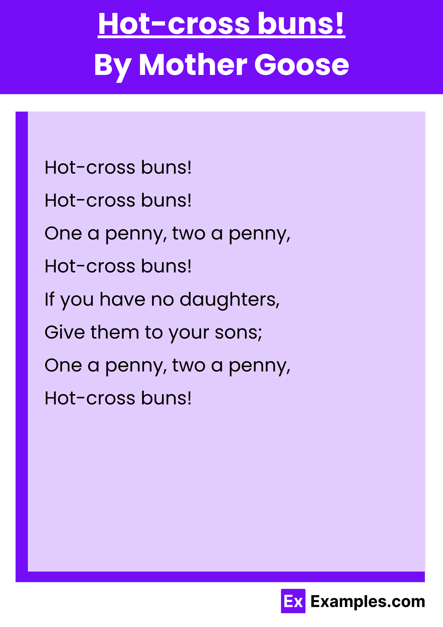 Hot-cross buns! By Mother Goose