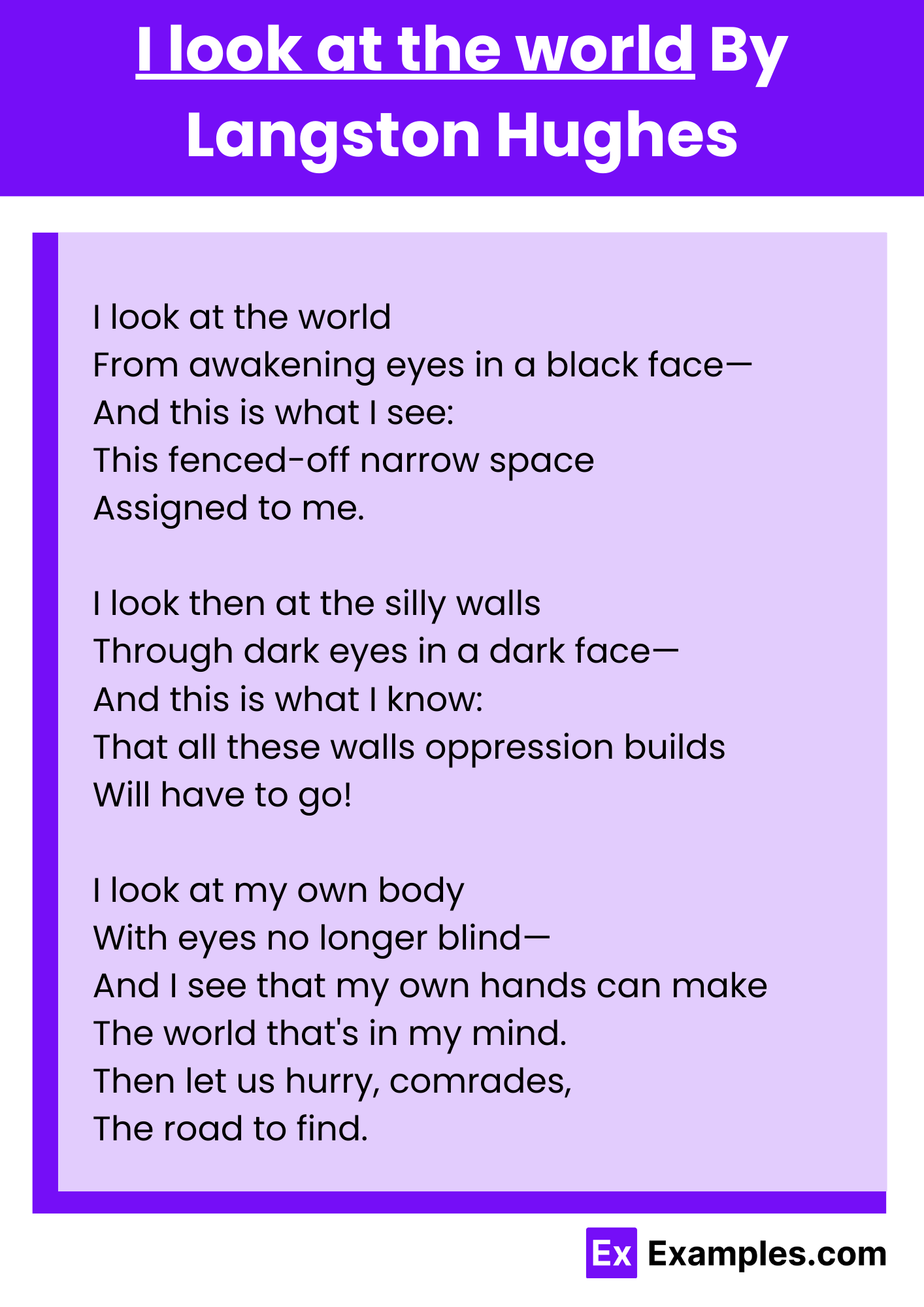 I look at the world By Langston Hughes