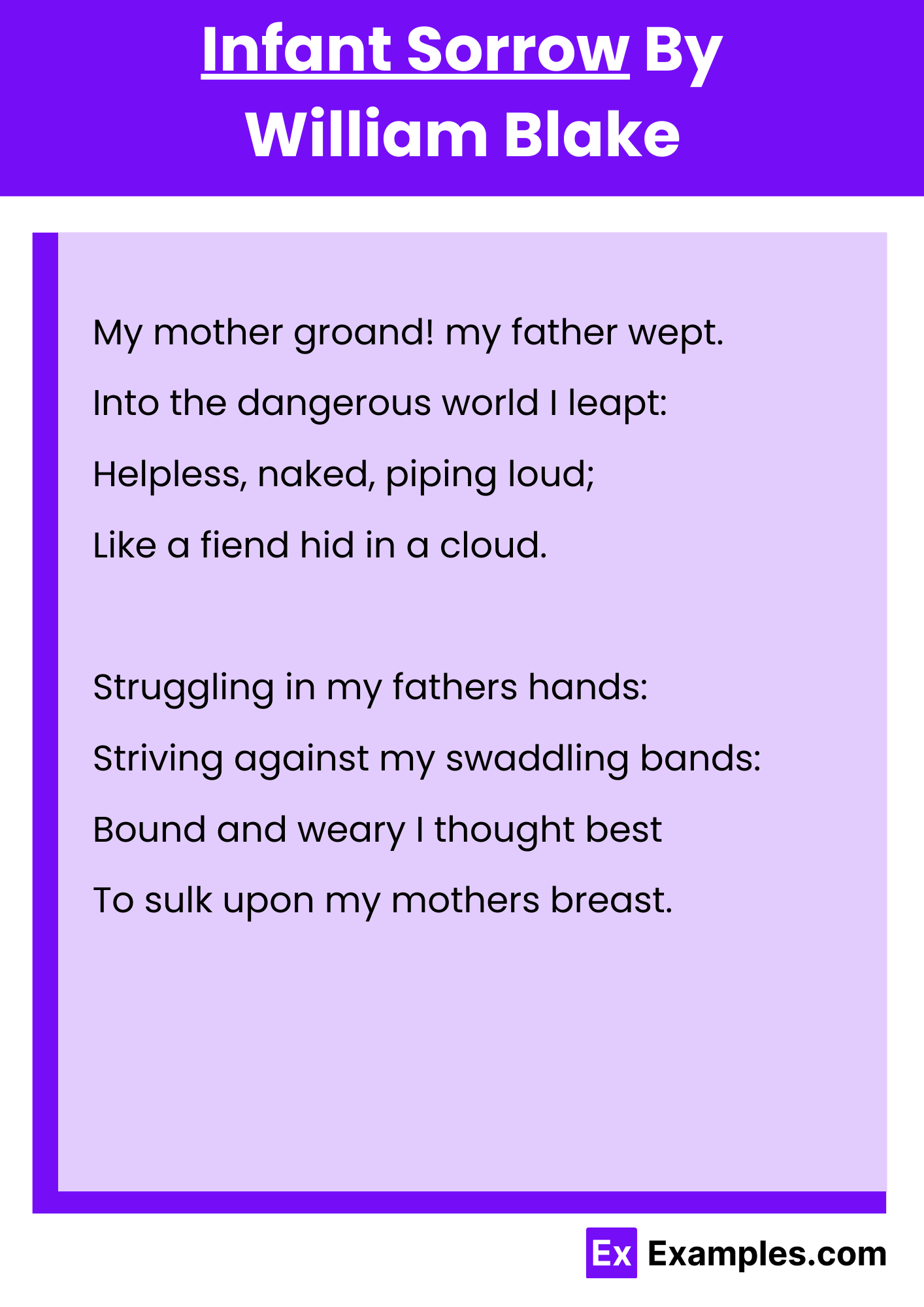 Infant Sorrow By William Blake