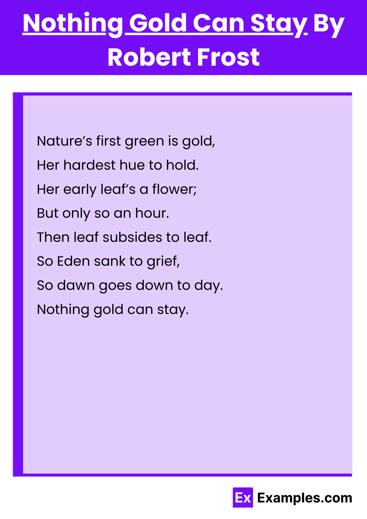 Nothing Gold Can Stay By Robert Frost