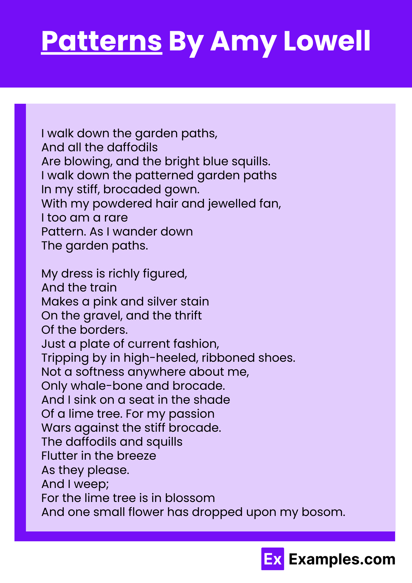 Patterns By Amy Lowell
