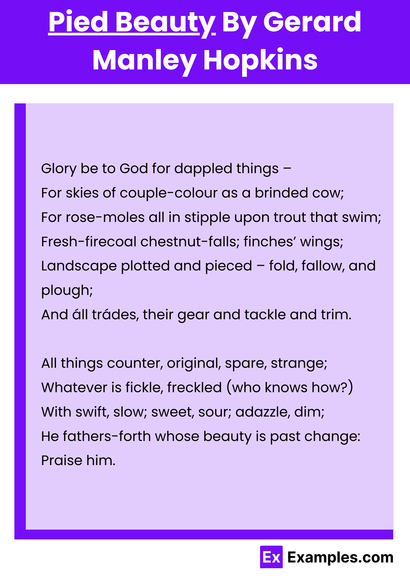 Pied Beauty By Gerard Manley Hopkins