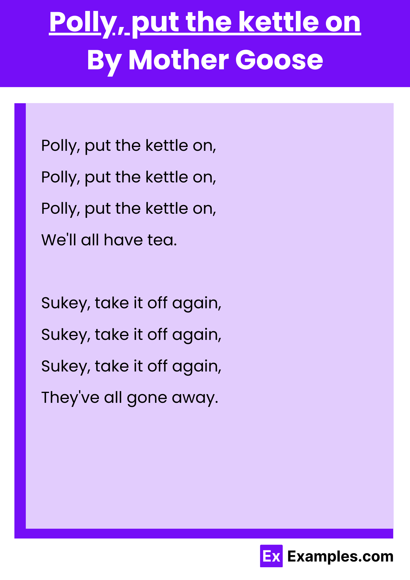 Polly, put the kettle on By Mother Goose