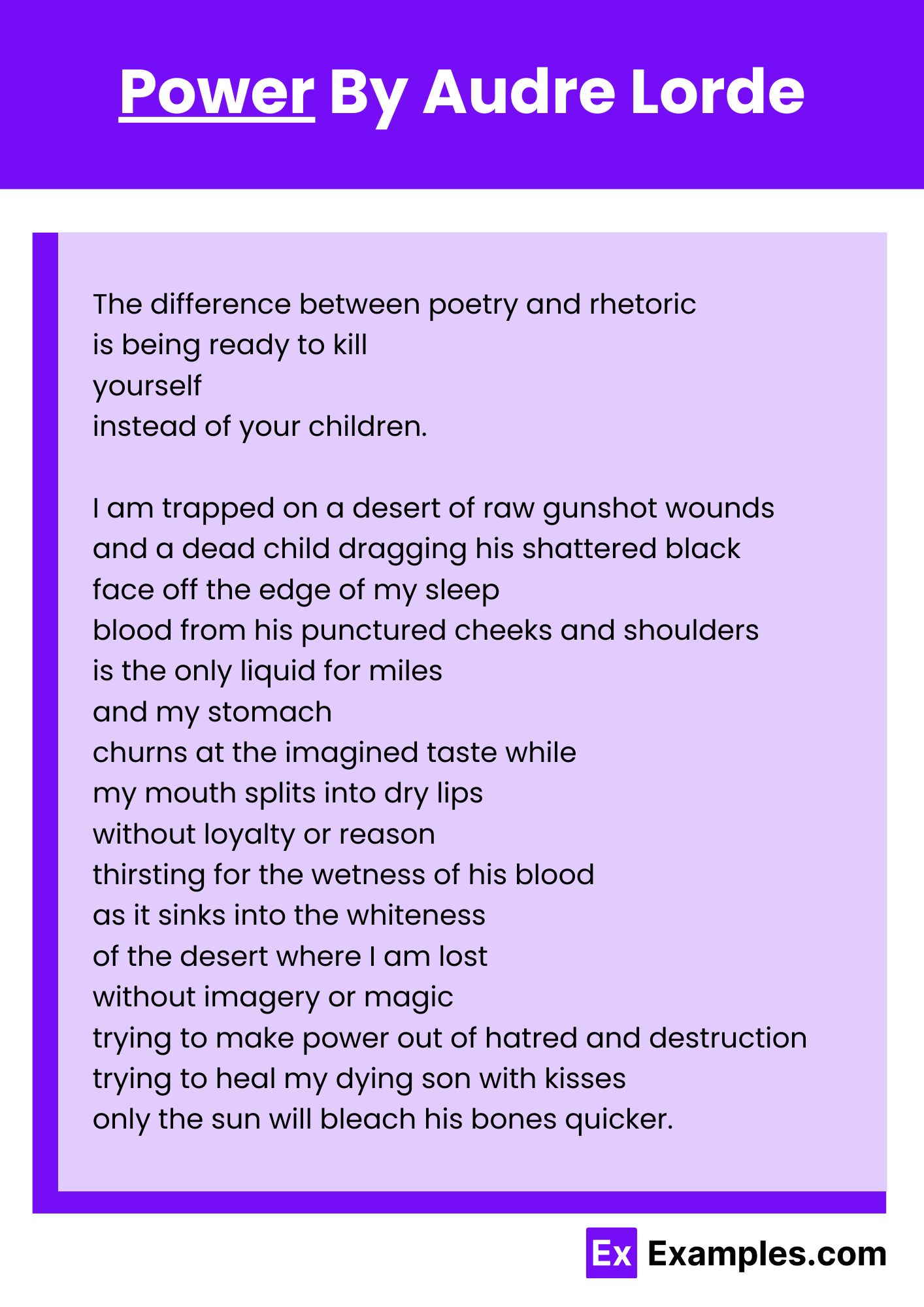 Power By Audre Lorde