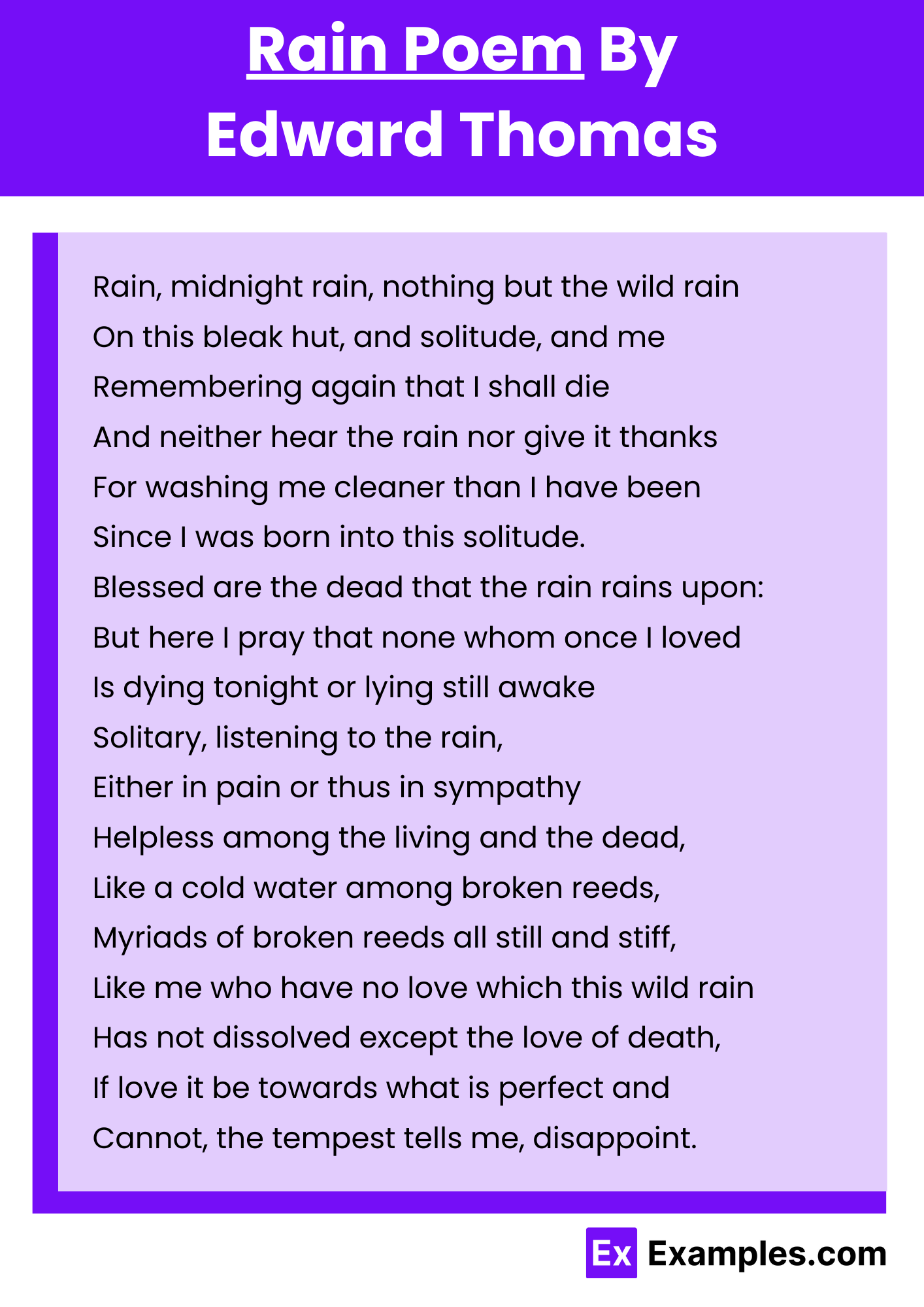 Rain Poem By Edward Thomas