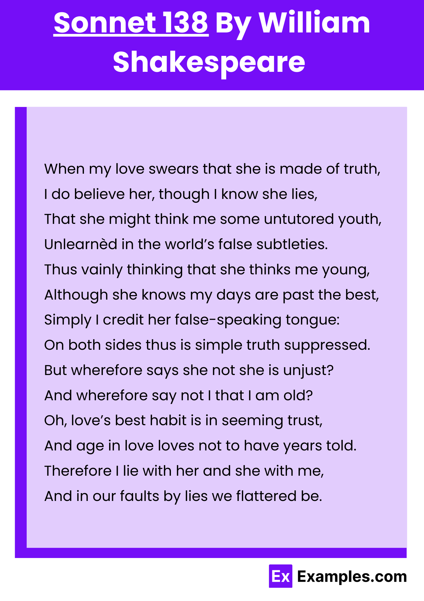 Sonnet 138 By William Shakespeare